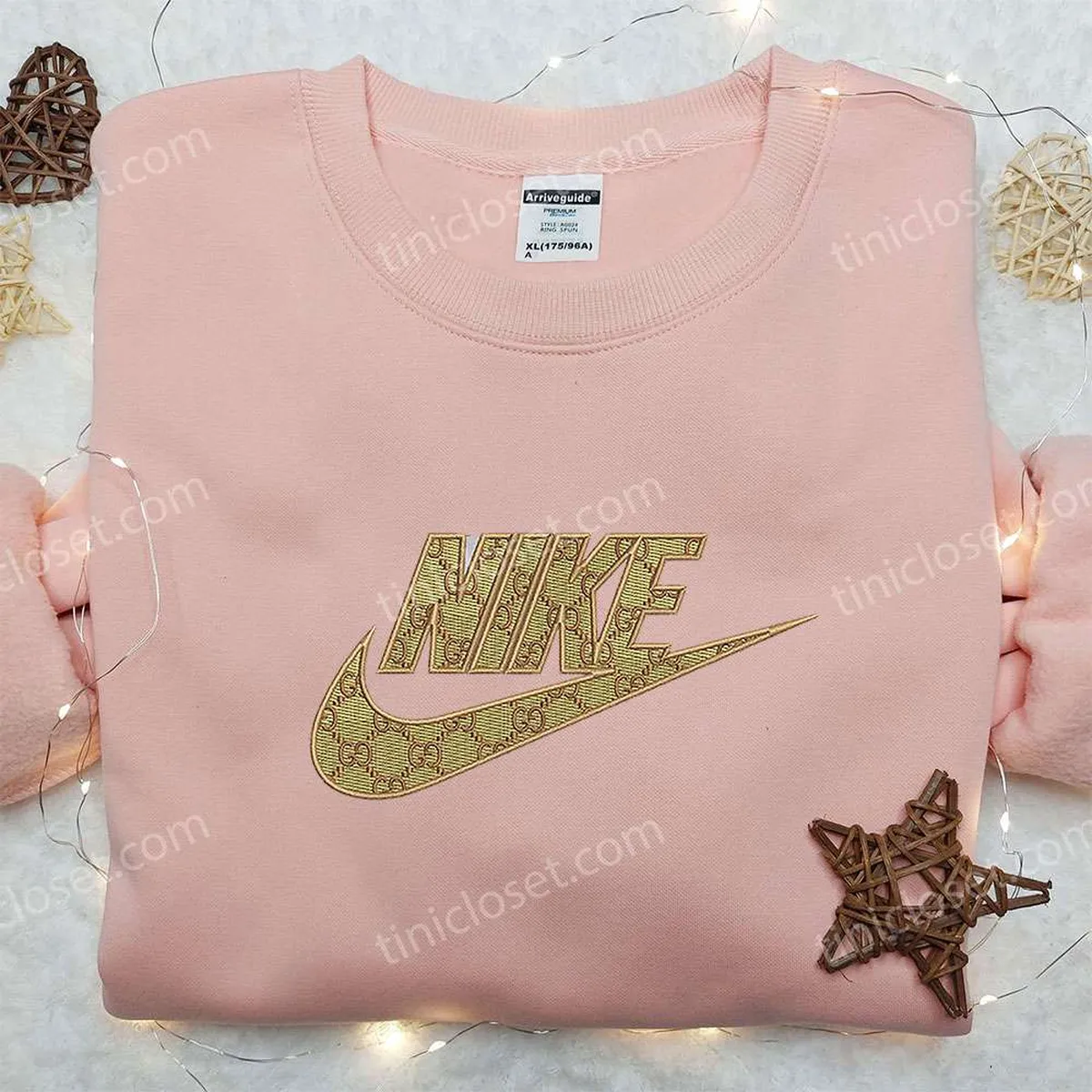 Gucci x Nike Logo Embroidered Shirt, Nike Inspired Embroidered Shirt, Best Gifts for Family