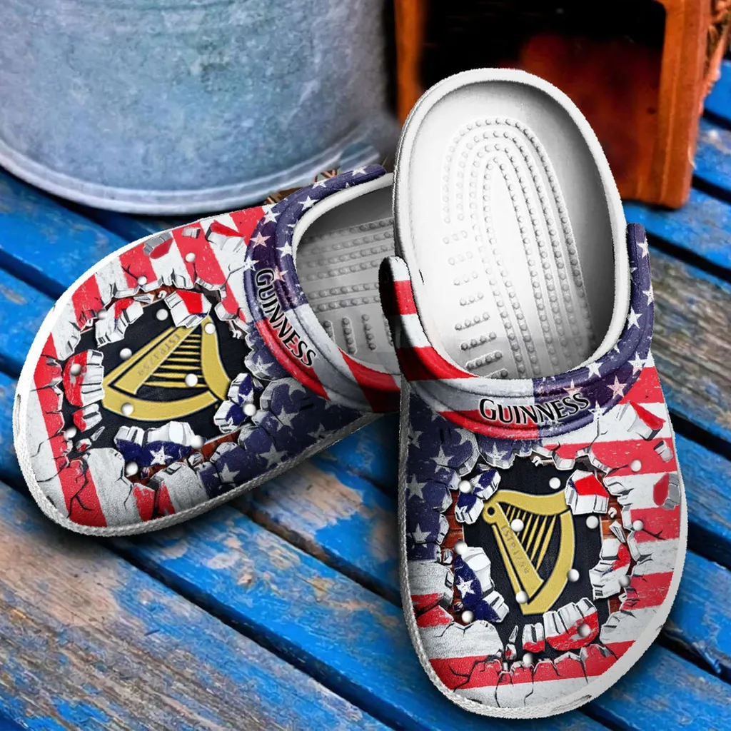 Guinness Broken Wall American Flag Crocs Clog