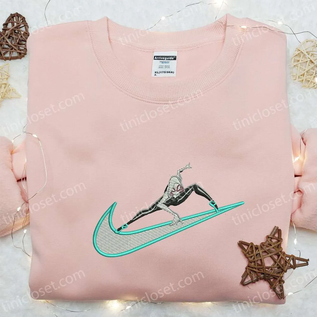 Gwen x Swoosh Movie Embroidered Shirt, Marvel Comics Embroidered Hoodie, Custom Nike Embroidered T-shirt