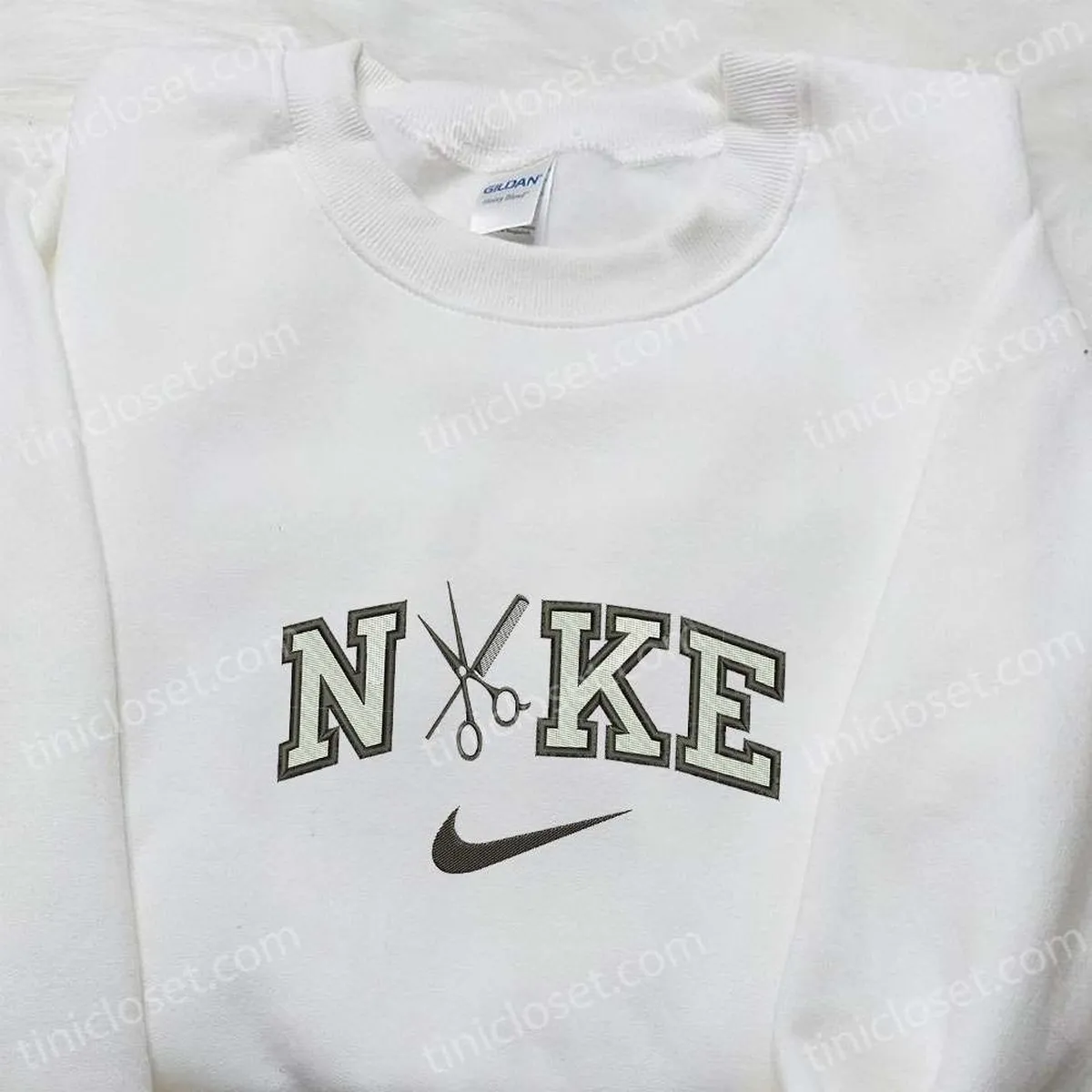 Hairdressing Tools x Nike Embroidered Shirt, Nike Inspired Embroidered Hoodie, Best Gift Ideas