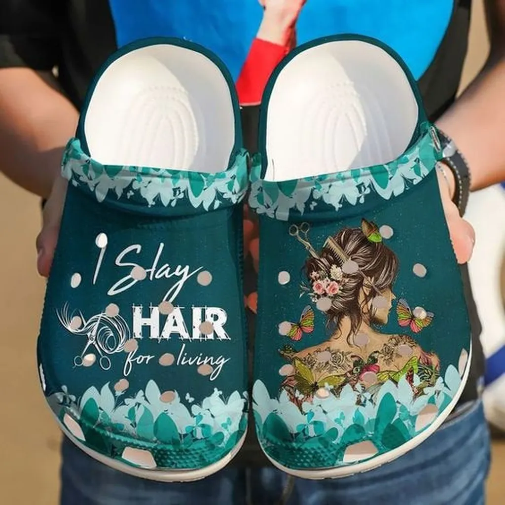 Hairstylist I Slay Hair For Living For Men And Women Gift For Fan Classic Water Rubber Crocs Clog