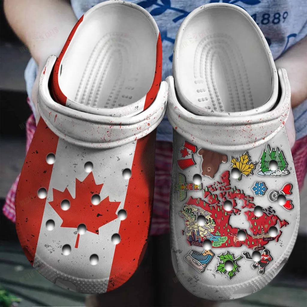 Half Canadian Flag Half Canadian Symbols Crocs Classic Clogs