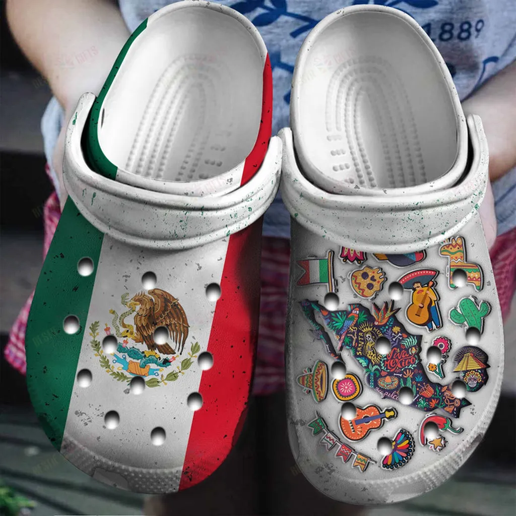 Half Mexican Flag Half Mexican Symbols Crocs Classic Clogs