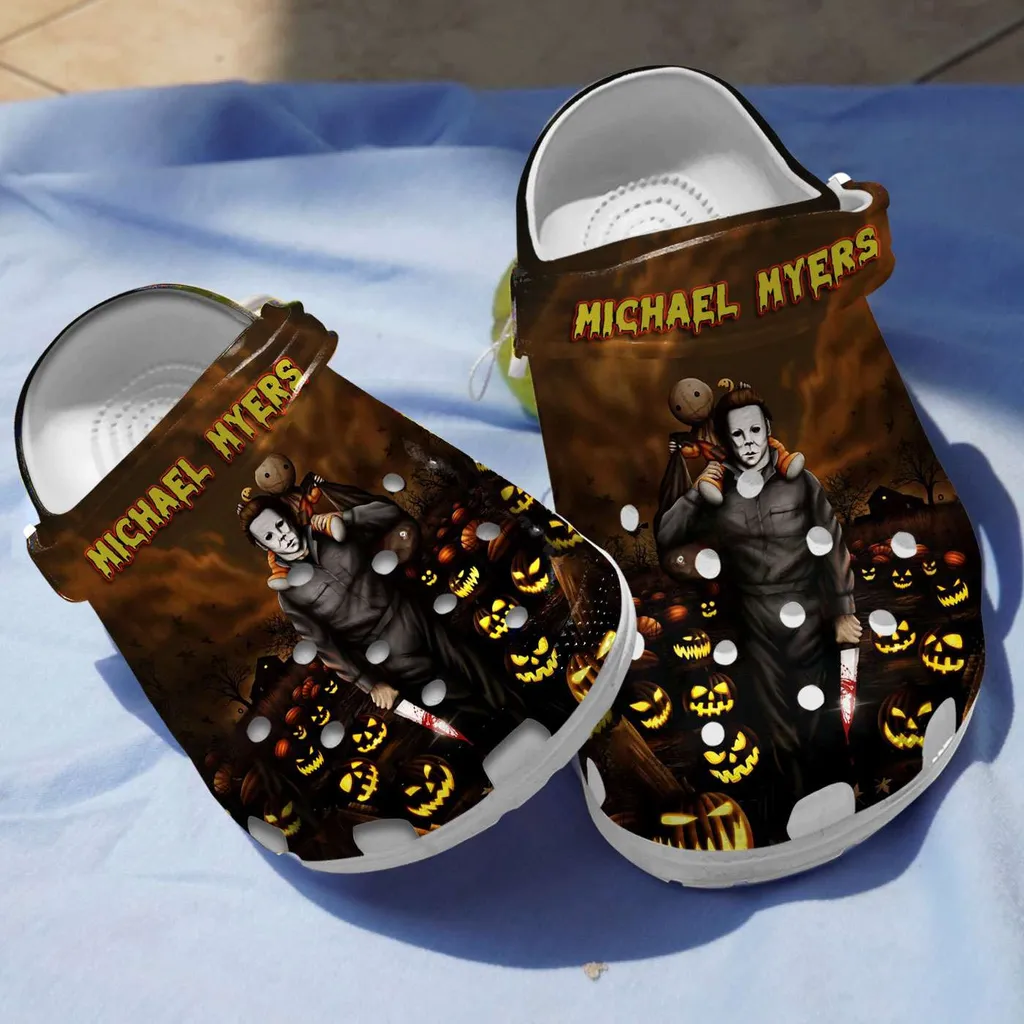 Halloween Michael Myers Pumpkin Crocs Crocband Clogs