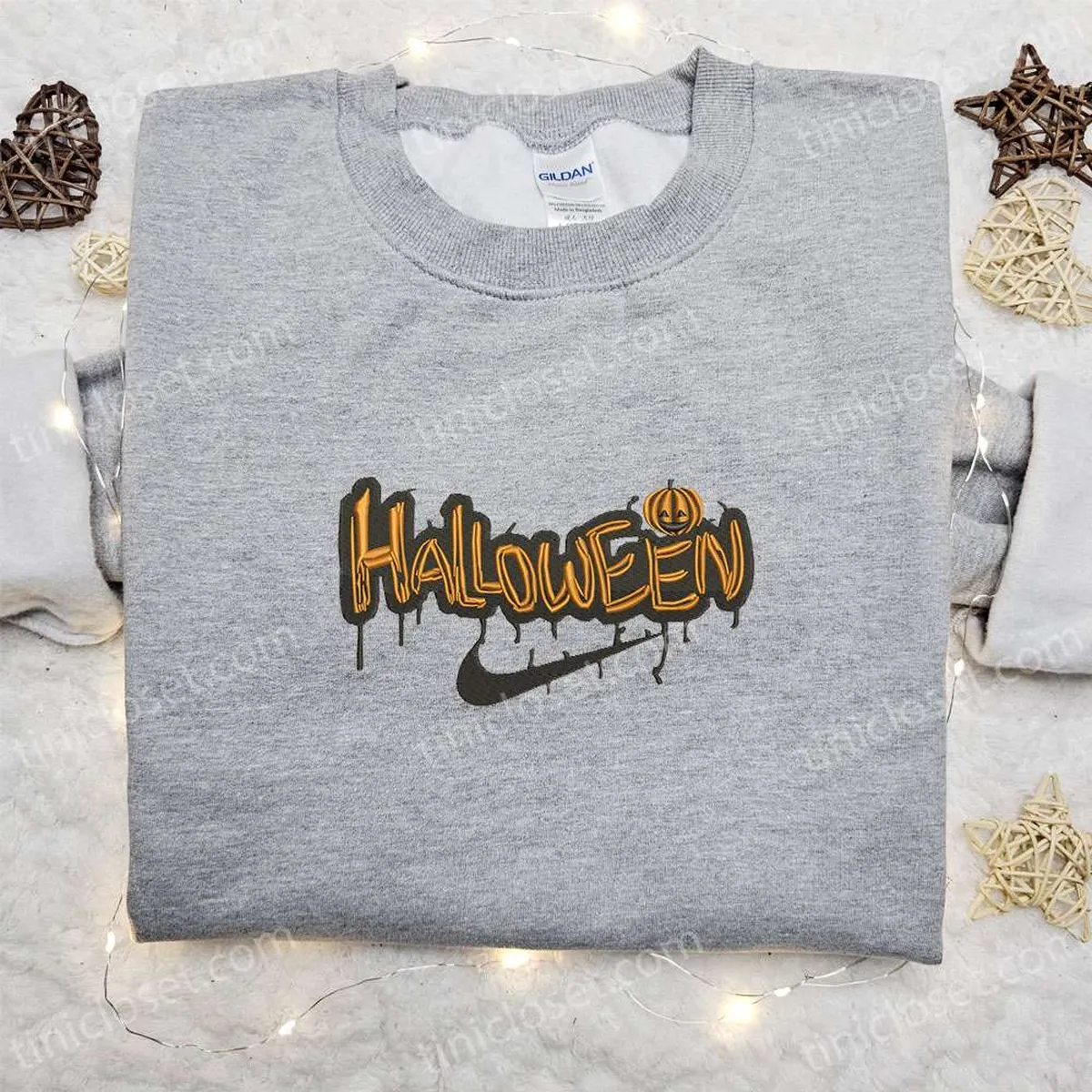 Halloween Pumpkin x Nike Embroidered Sweatshirt, Halloween Embroidered Shirt, Best Halloween Gift Ideas