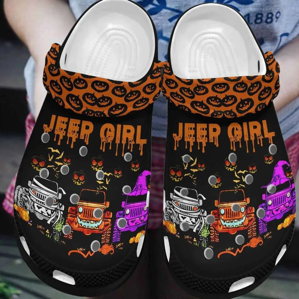 Halloween Pumpkins Jeep Girl Crocs Crocband Clog