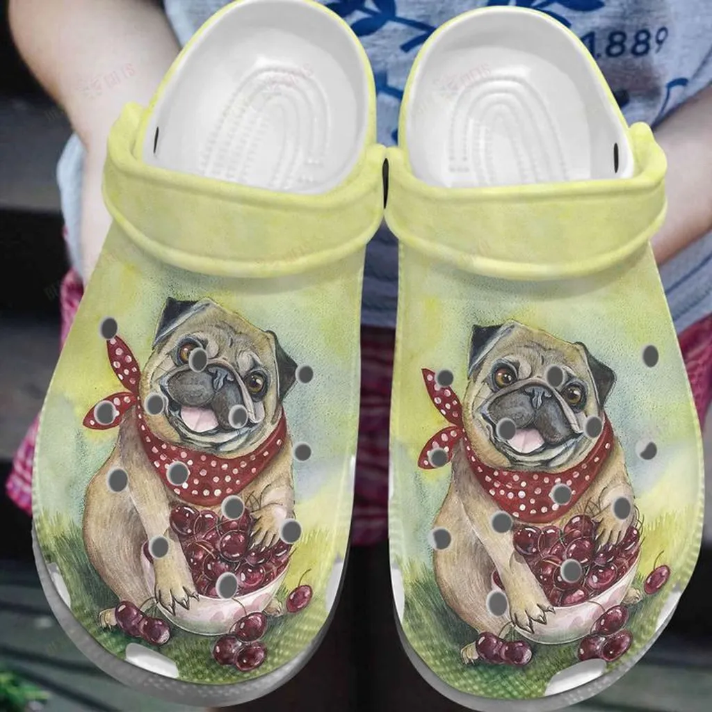 Happy Pug Crocs, Personalized Crocs Classic Clogs