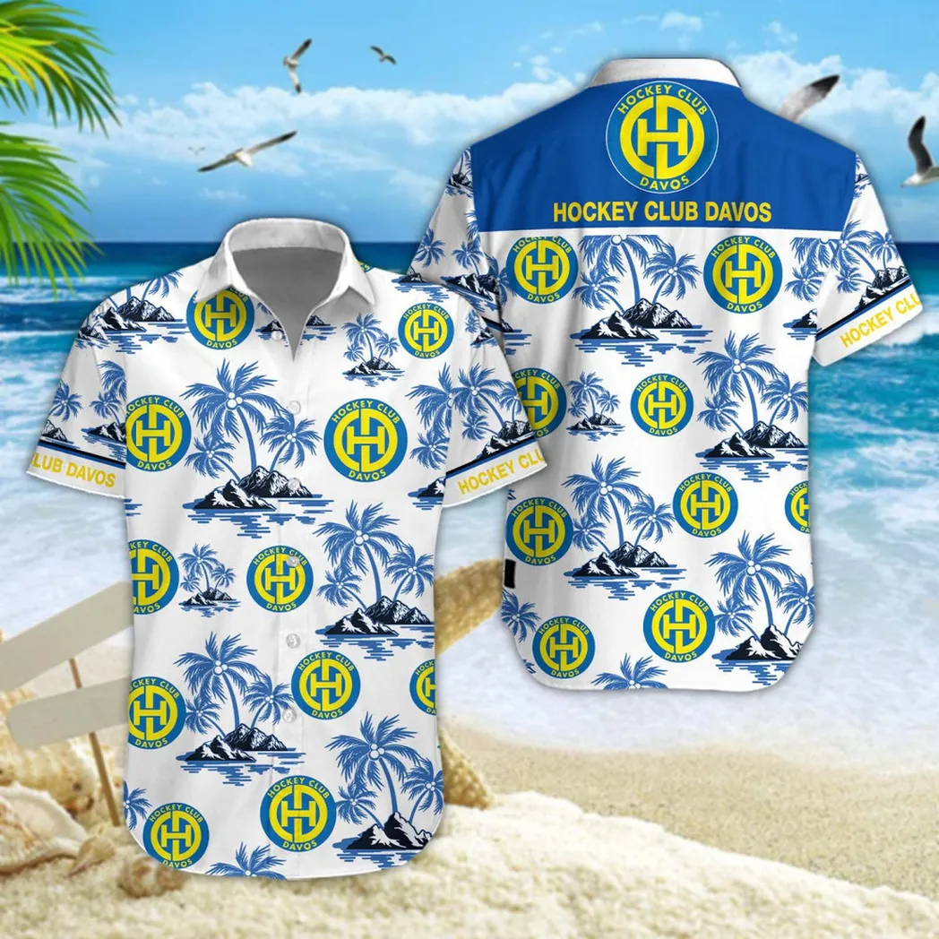 HC Davos Hawaiian Shirt Style Classic Oversized Hawaiian