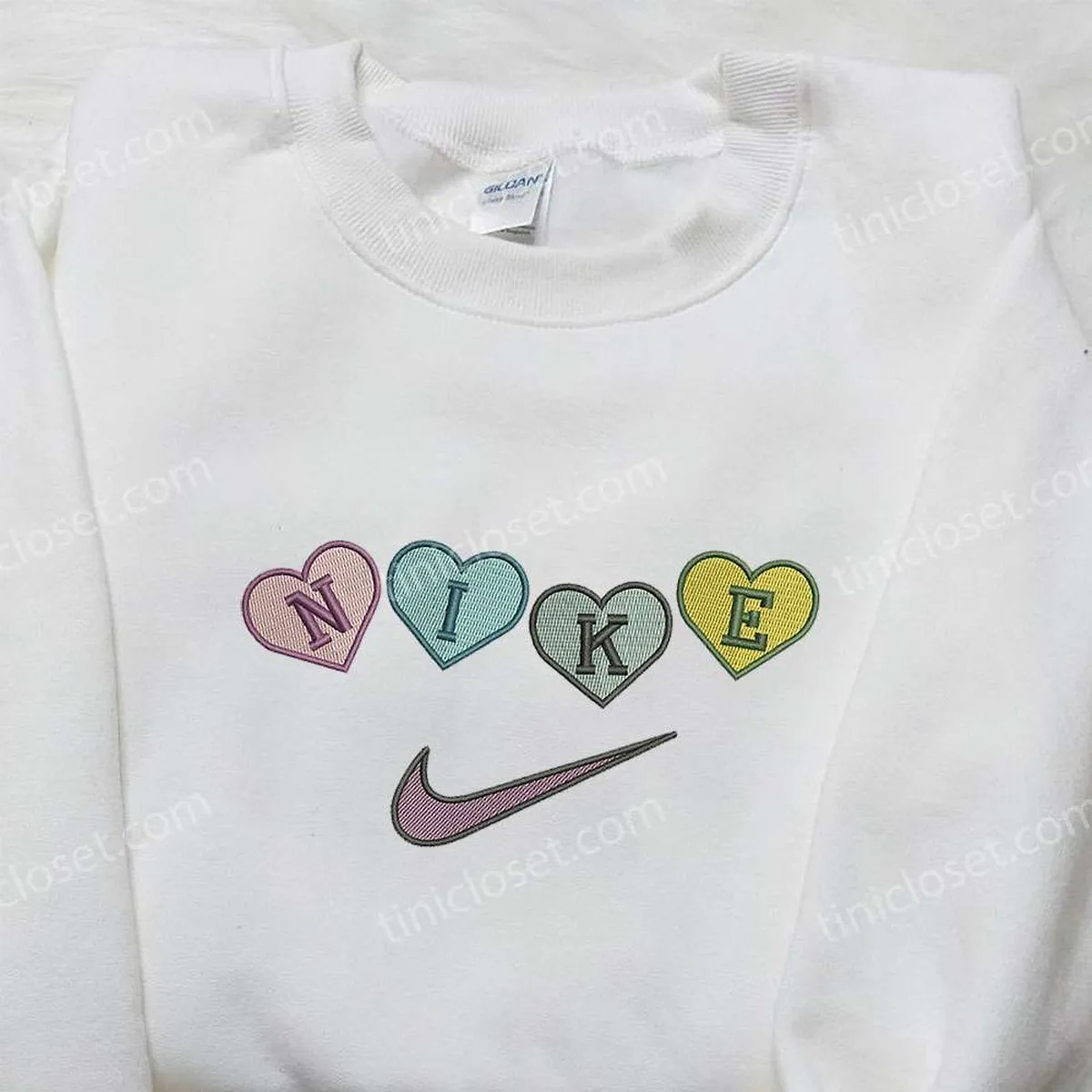 Heart Love x Nike Embroidered Sweatshirt, Nike Inspired Logo Shirt, Best Valentine? Day Gift