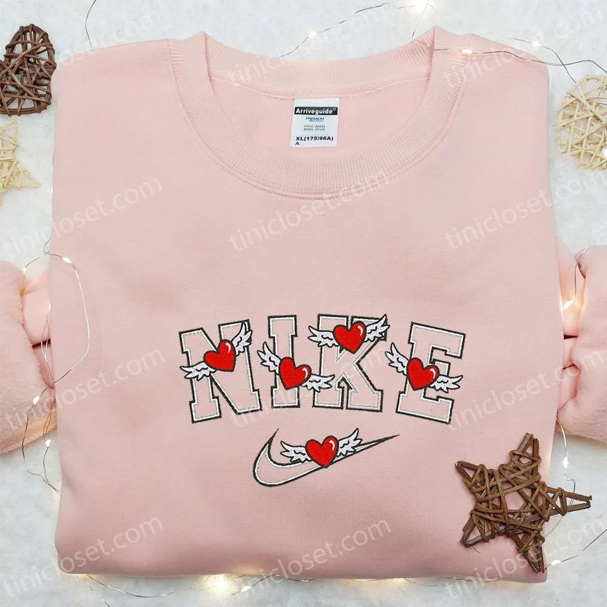 Heart Wings x Nike Embroidered Hoodie, Nike Inspired Embroidered Shirt, Best Valentine? Day Gift Ideas