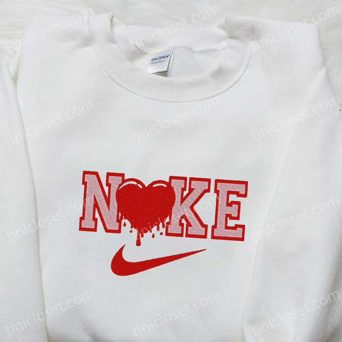 Heart x Nike Embroidered Shirt, Custom Nike Embroidered Shirt, Best Valentine? Day Gift Ideas