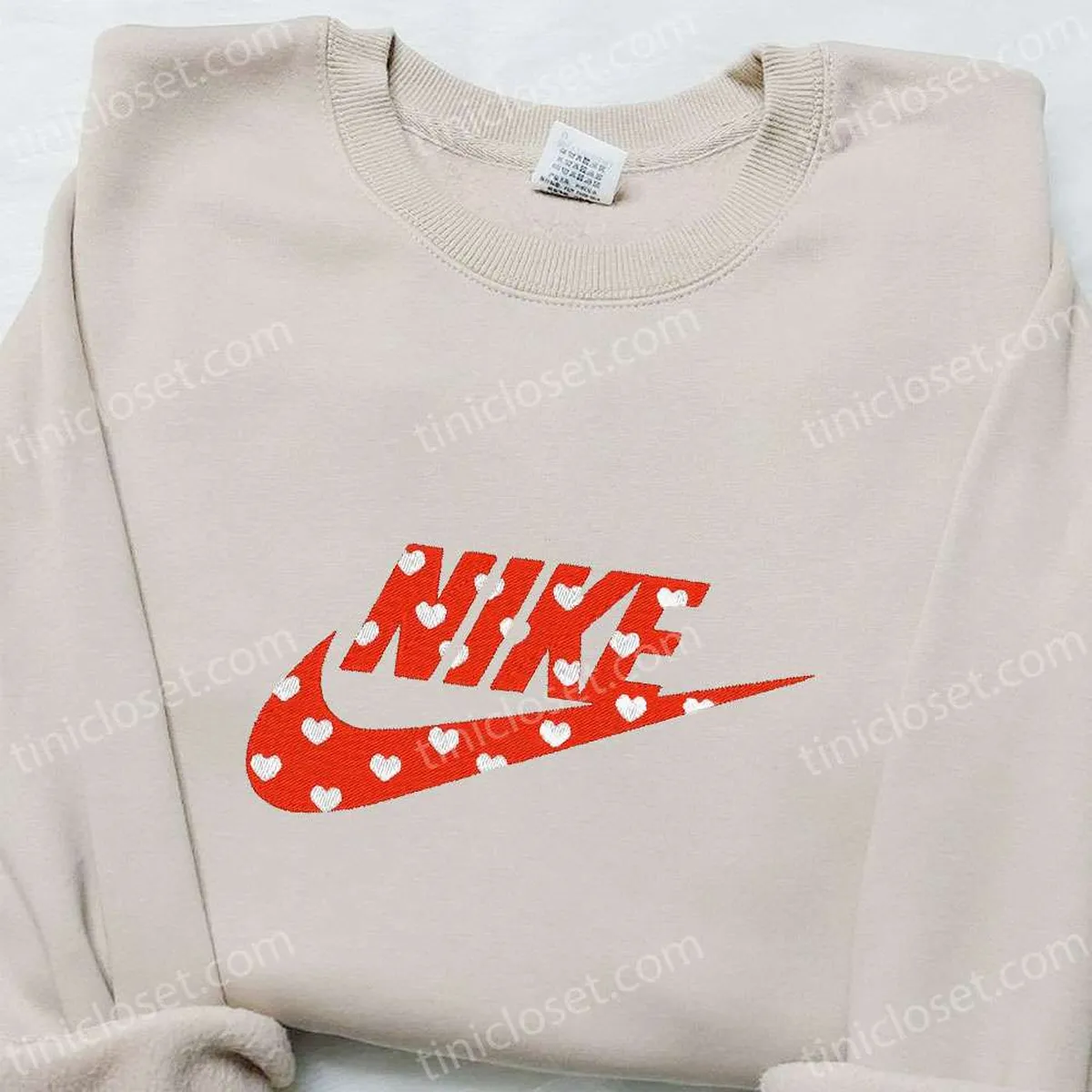 Heart x Nike Embroidered Sweatshirt, Custom Embroidered Shirt, Best Valentine? Day Gift Ideas