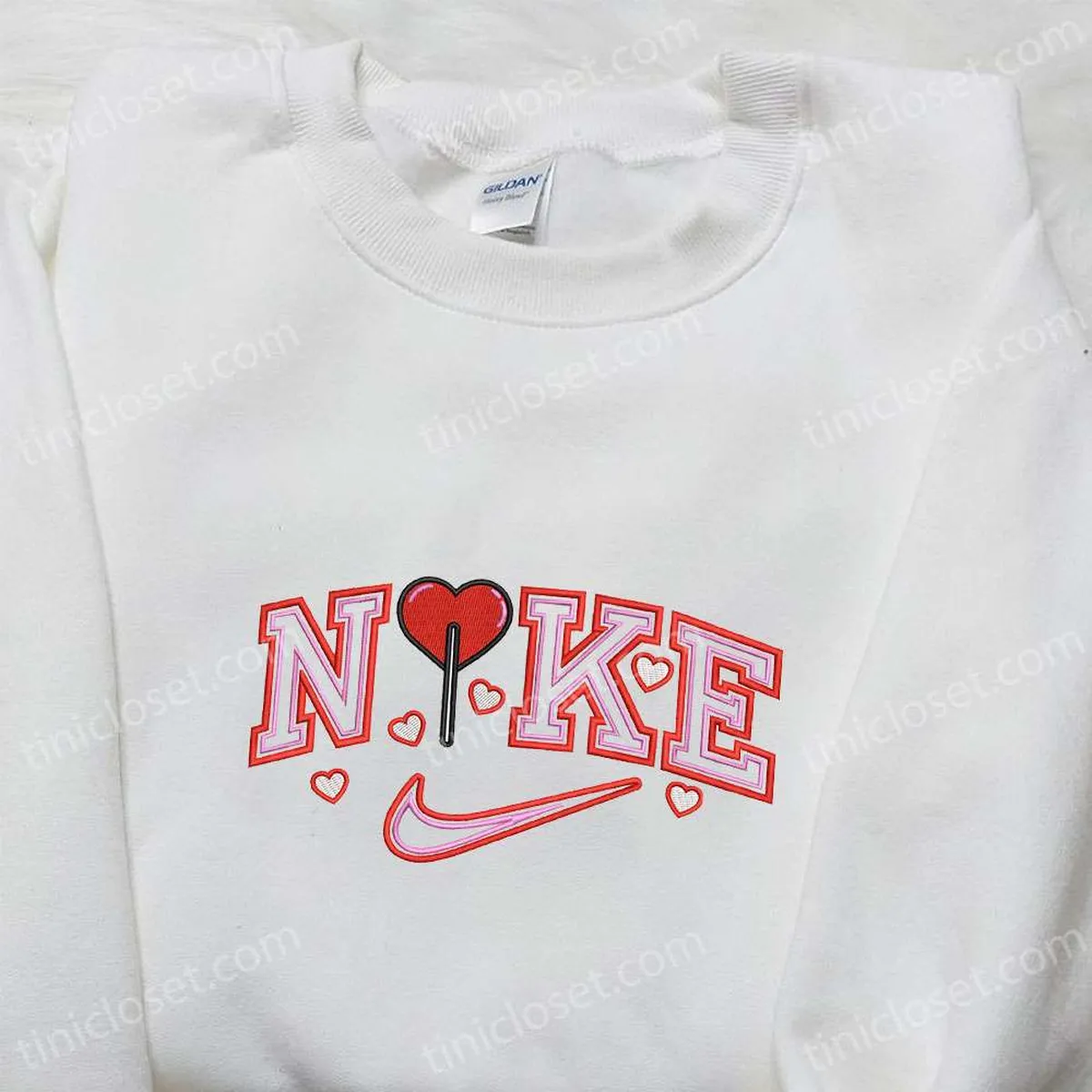 Heart x Nike Embroidered Sweatshirt, Nike Inspired Embroidered Shirt, Best Valentine? Day Gift Ideas