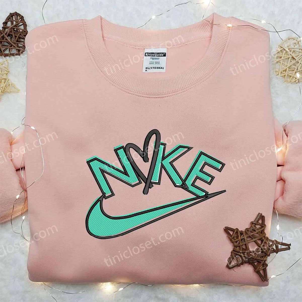 Heart x Nike Embroidered Sweatshirt, Nike Inspired Embroidered Shirt, Best Valentine? Gift Ideas