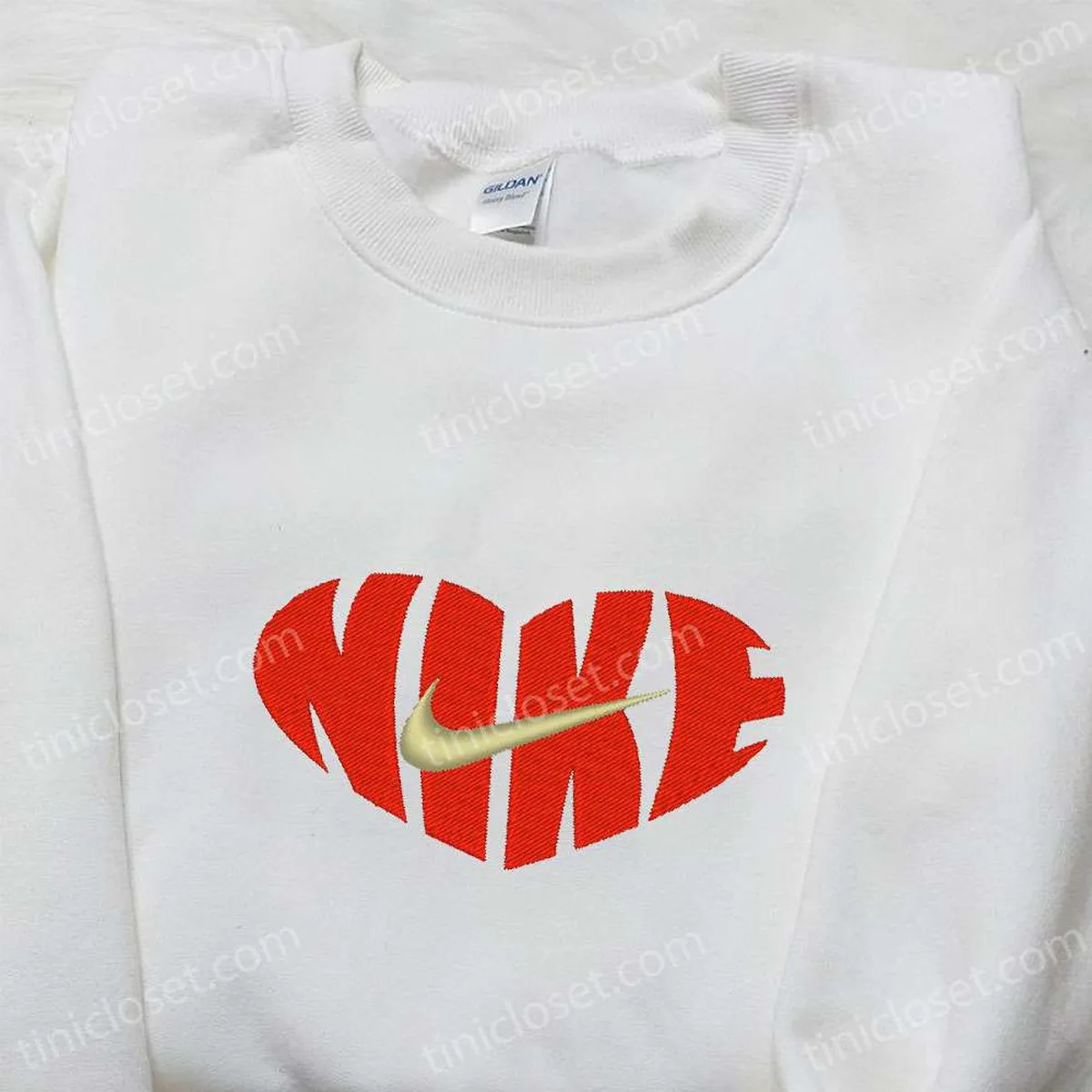 Heart x Nike Embroidered Tshirt, Nike Inspired Embroidered Shirt, Best Valentine? Day Gift Ideas