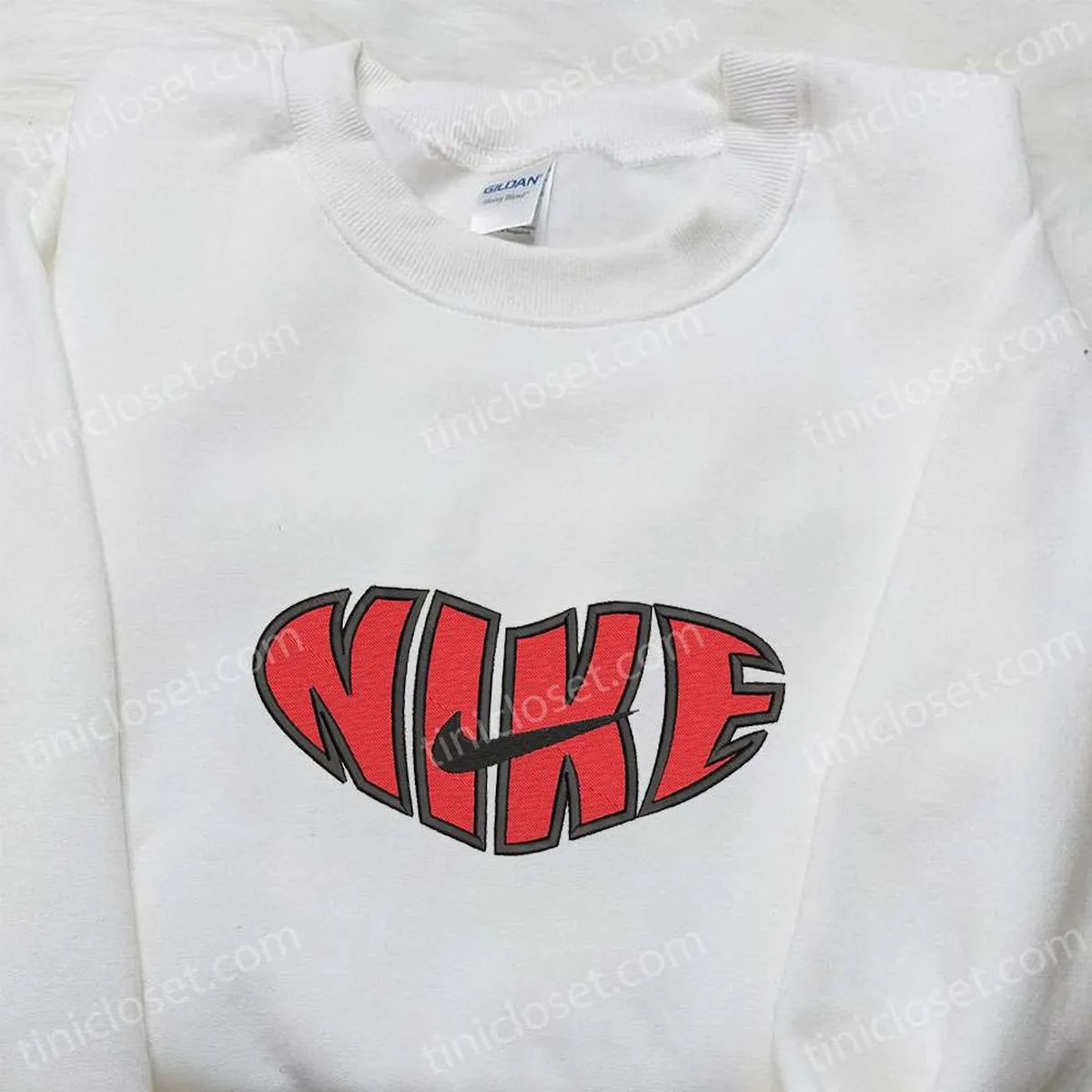 Heart x Nike Swoosh Embroidered Sweatshirt, Nike Inspired Embroidered Shirt, Best Valentine? Day Gift Ideas