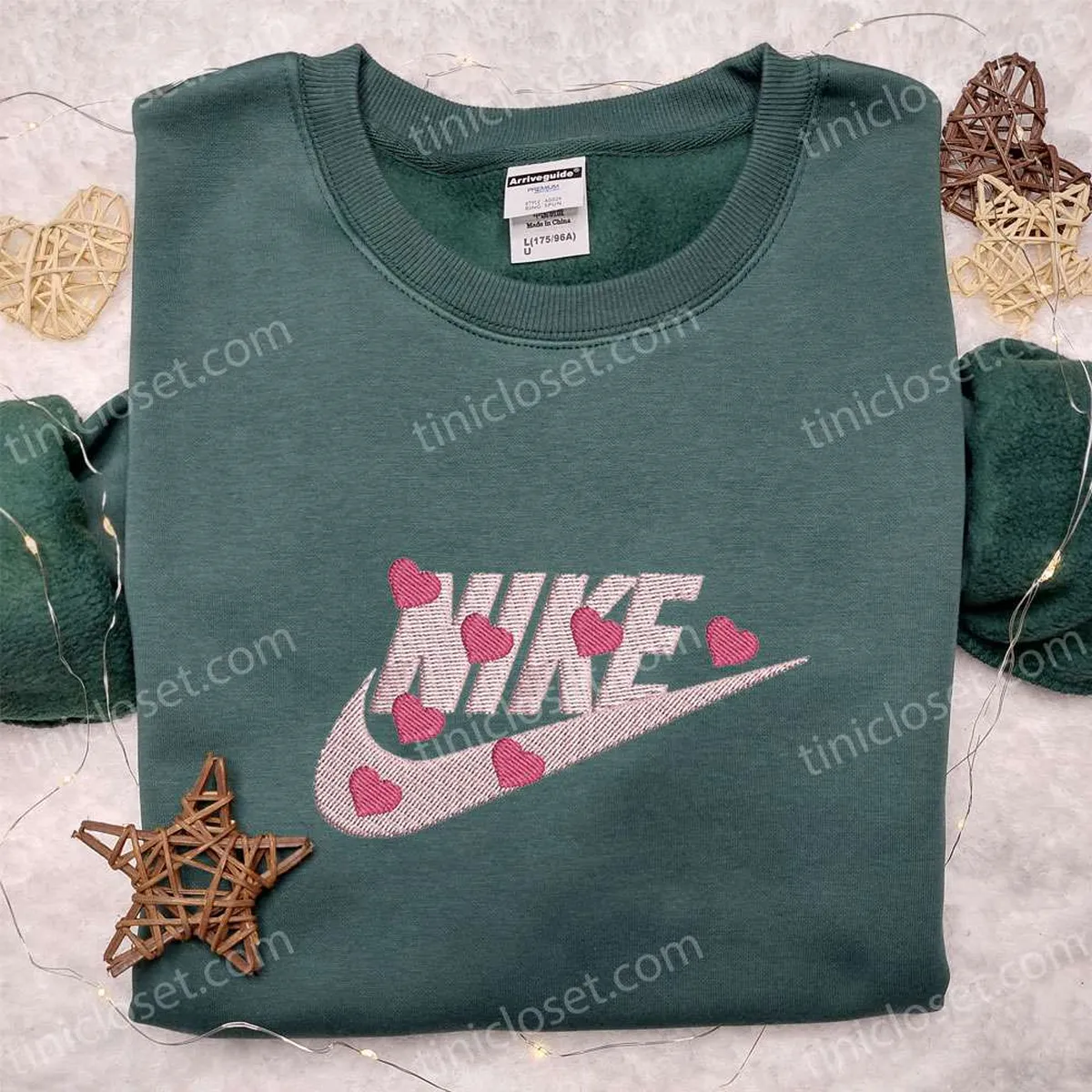 Hearts x Nike Embroidered Sweatshirt, Nike Inspired Embroidered Shirt, The Best Valentine Gift