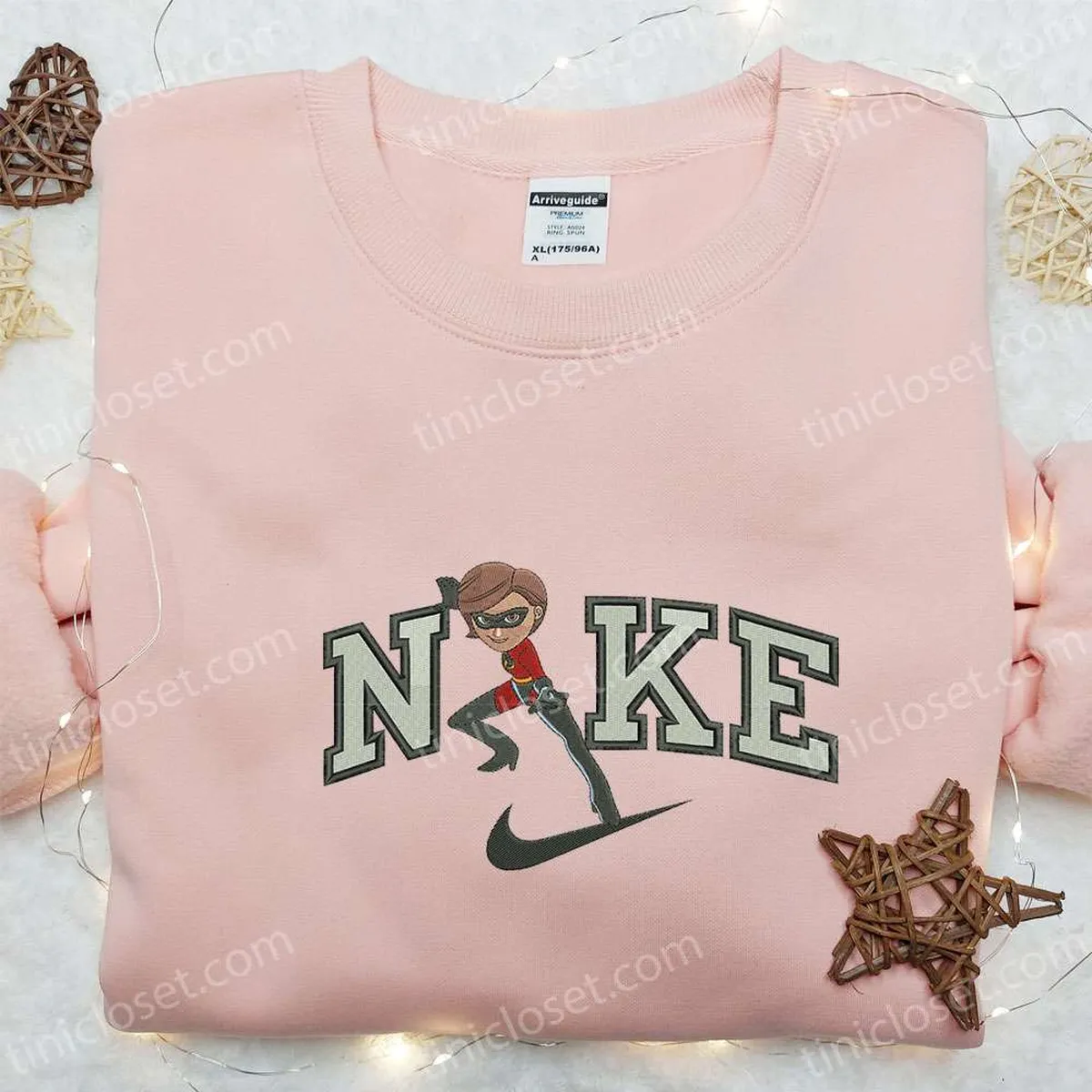 Helen Parr x Nike Cartoon Embroidered Shirt, Incredible Embroidered Shirt, Nike Inspired Embroidered Shirt