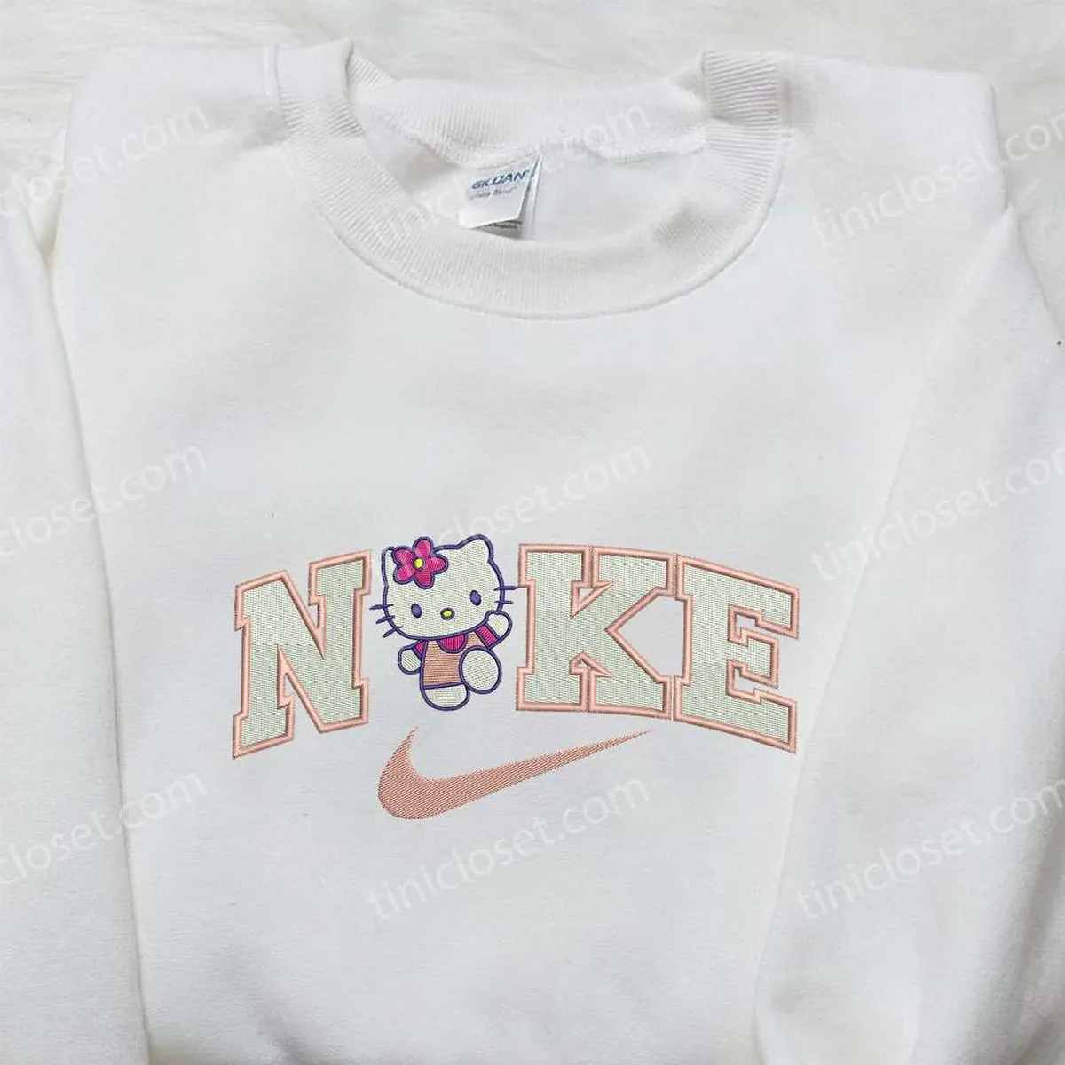 Hello Kitty And Line x Nike Embroidered Shirt, Hello Kitty Embroidered Shirt, Custom Nike Embroidered Shirt