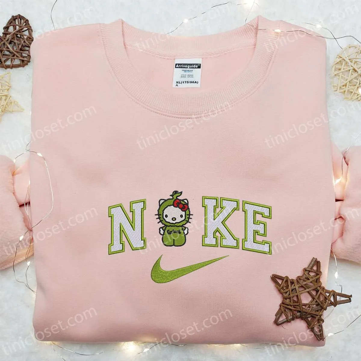 Hello Kitty Grinch x Nike Embroidered Shirt, Christmas Embroidered Sweatshirt, Best Gifts For Family