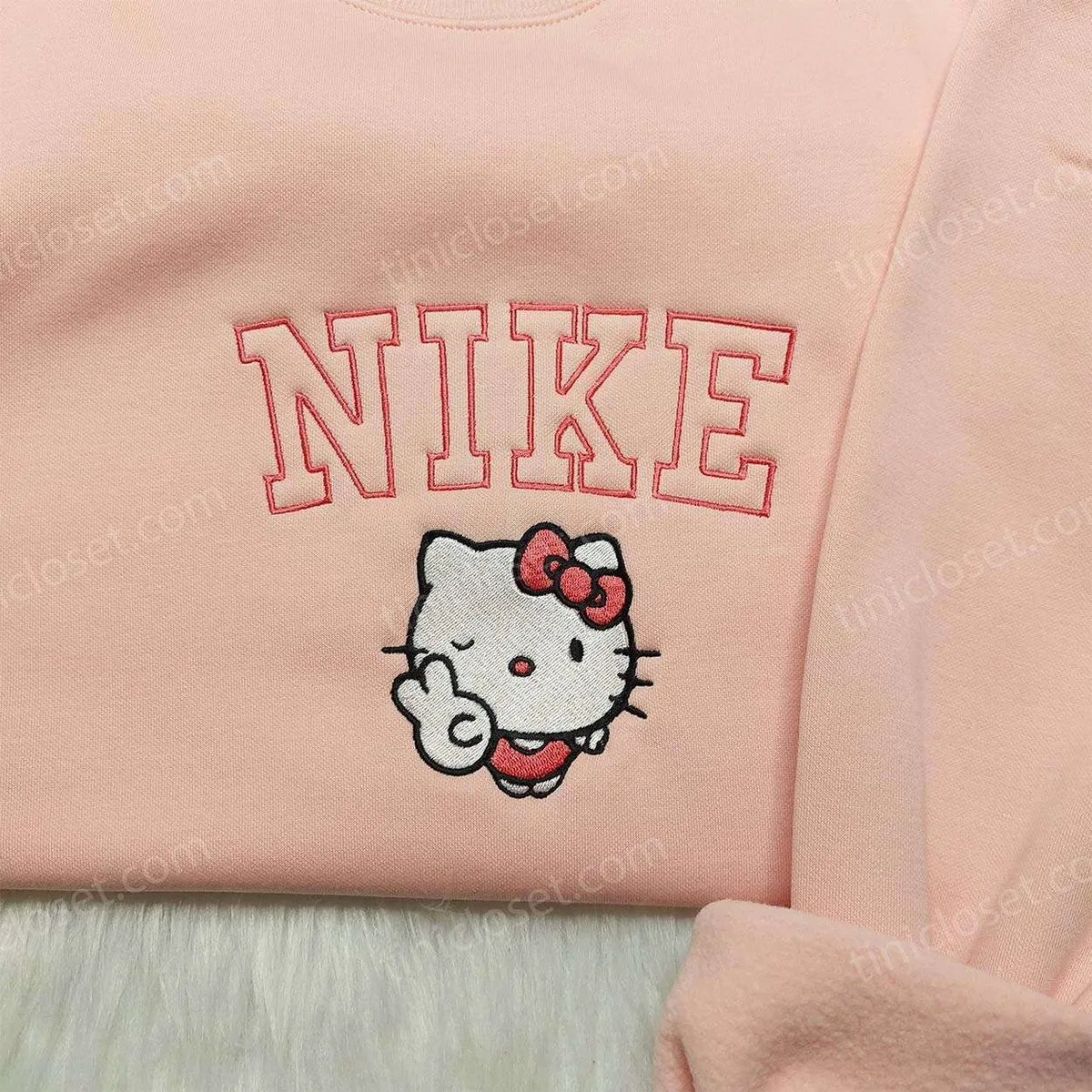 Hello Kitty Nike Embroidered Shirt, Custom Nike Embroidered Sweatshirt, Cute Gifts for Family