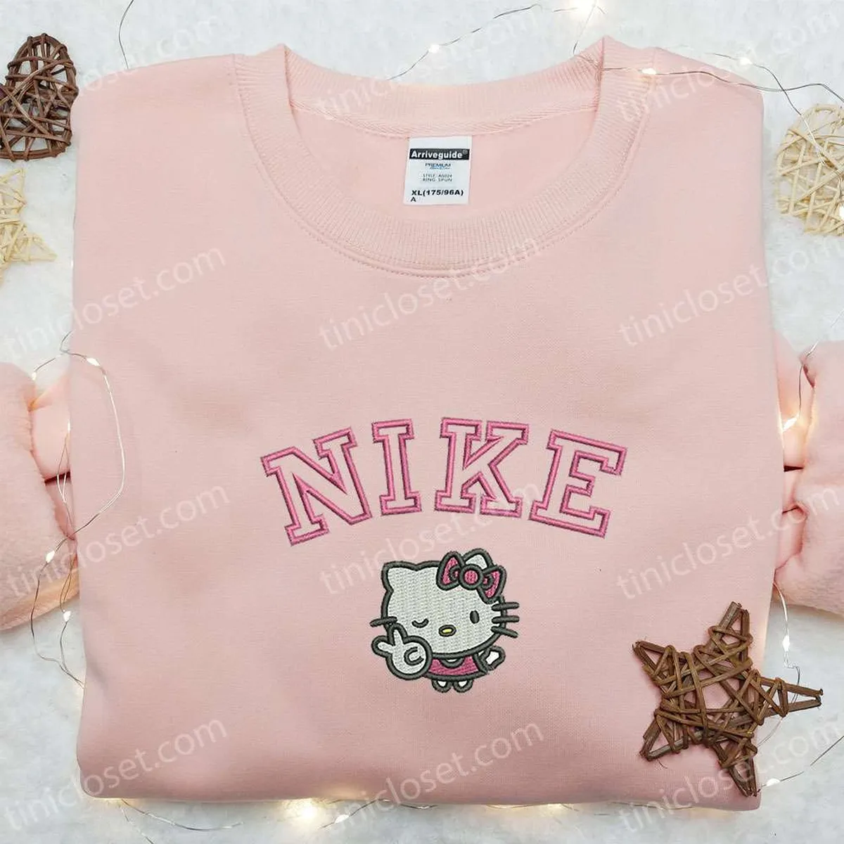 Hello Kitty Peace x Nike Embroidered Shirt, Cartoon Embroidered Hoodie, Nike Inspired Embroidered Sweatshirt