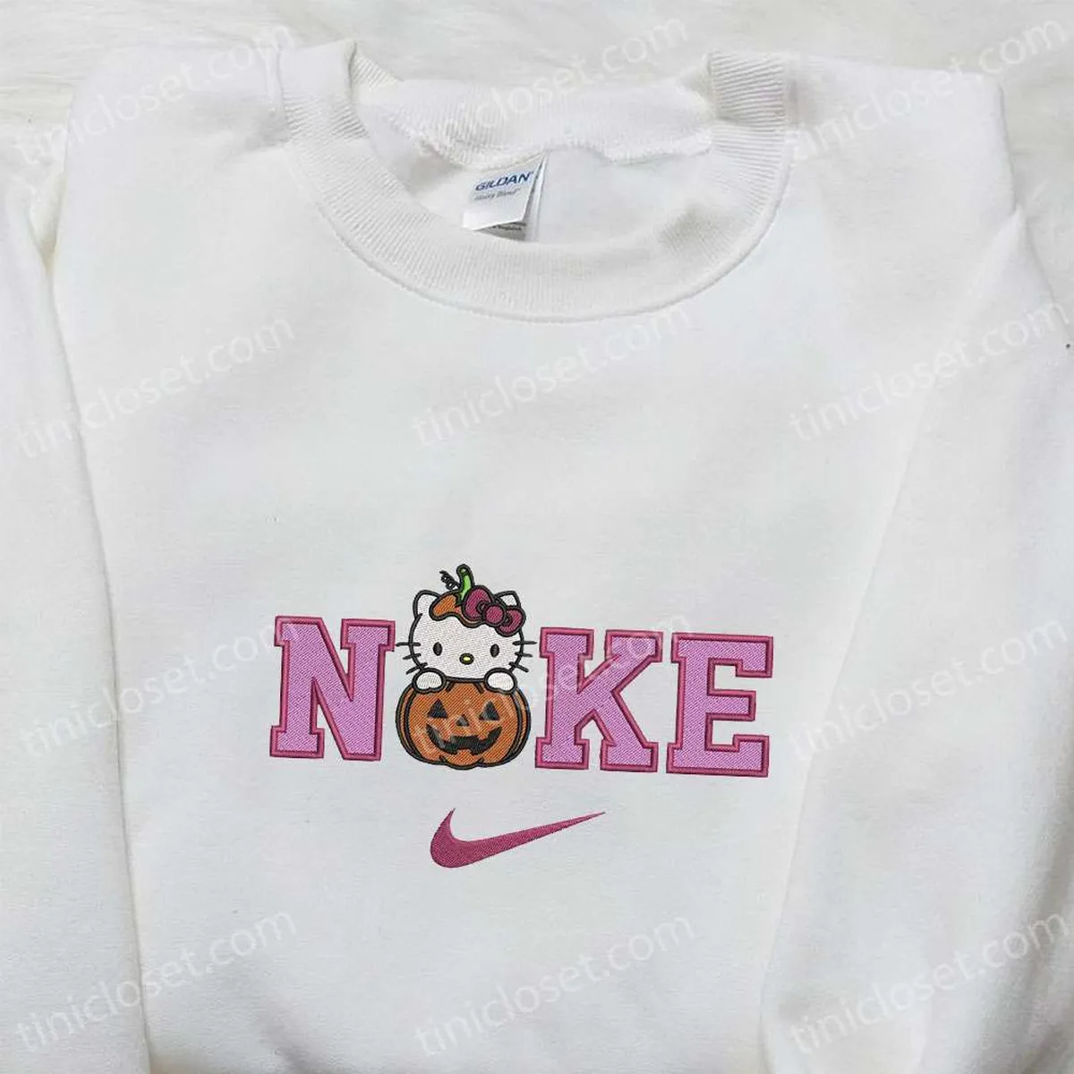 Hello Kitty Pumpkin x Nike Embroidered Sweatshirt, Nike Inspired Embroidered Shirt, The Best Halloween Gift