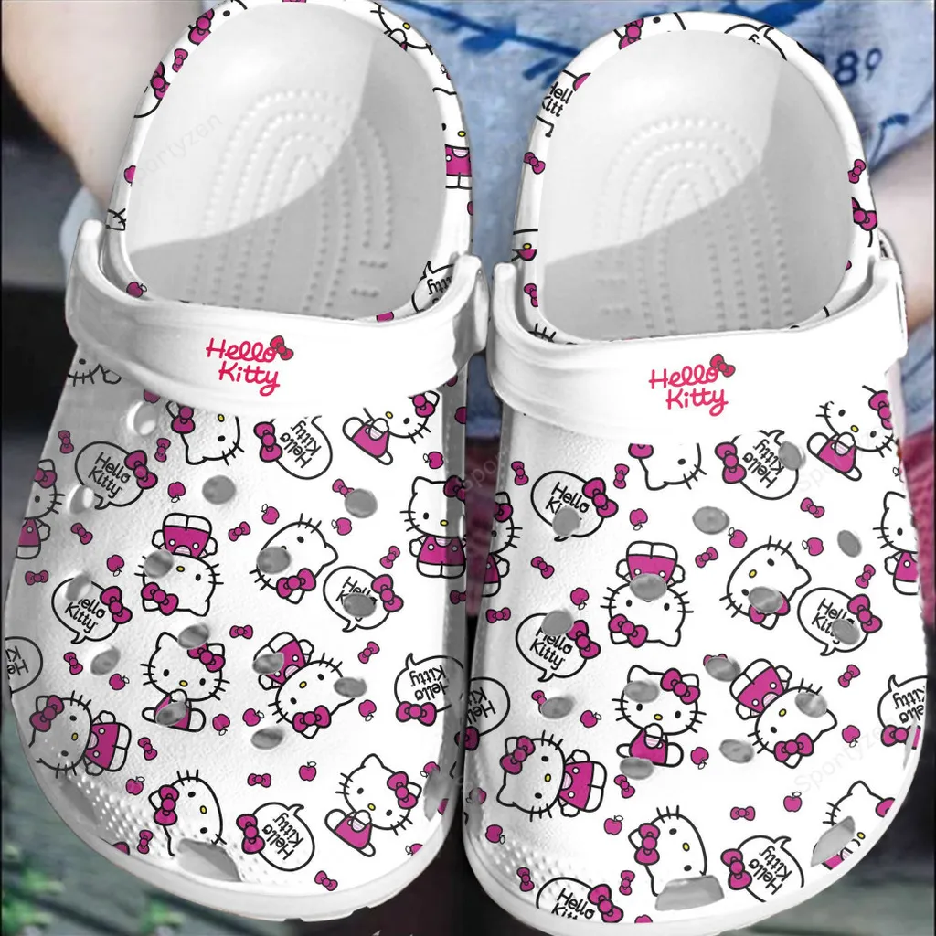 Hello Kitty So Cute Pink White Clogs