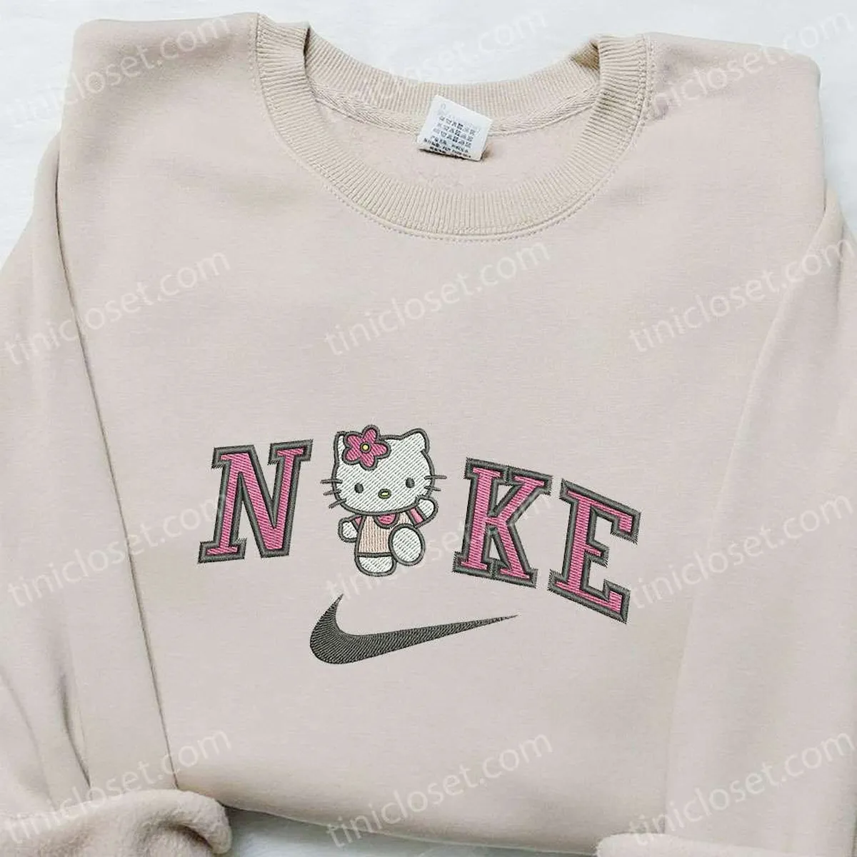 Hello Kitty x Nike Cartoon Embroidered Shirt, Nike Inspired Embroidered Shirt, Best Gift for Family