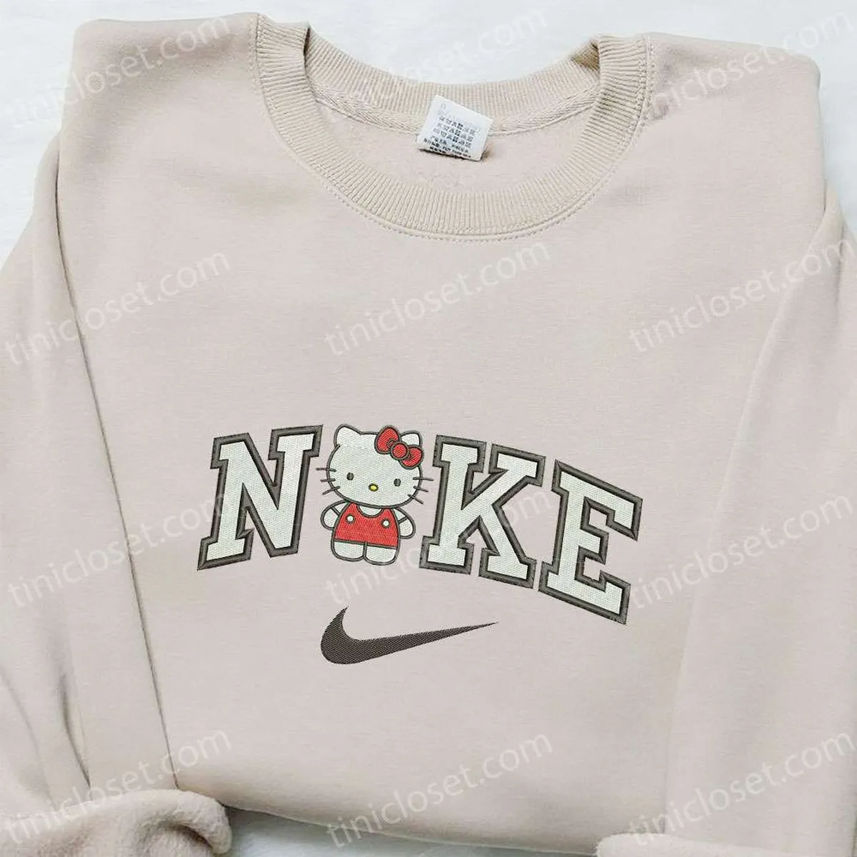 Hello Kitty x Nike Cartoon Embroidered Sweatshirt, Hello Kitty Embroidered Shirt, Nike Inspired Embroidered Shirt Hello Kitty x Nike Cartoon Embroidered Sweatshirt, Hello Kitty Embroidered Shirt, Nike Inspired Embroidered Shirt