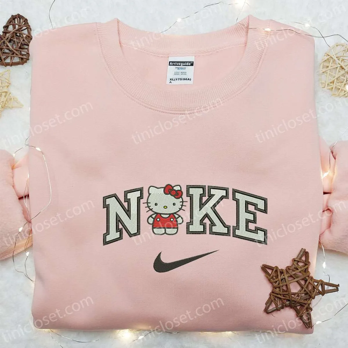 Hello Kitty x Nike Cartoon Embroidered Sweatshirt, Hello Kitty Embroidered Shirt, Nike Inspired Embroidered Shirt Hello Kitty x Nike Cartoon Embroidered Sweatshirt, Hello Kitty Embroidered Shirt, Nike Inspired Embroidered Shirt