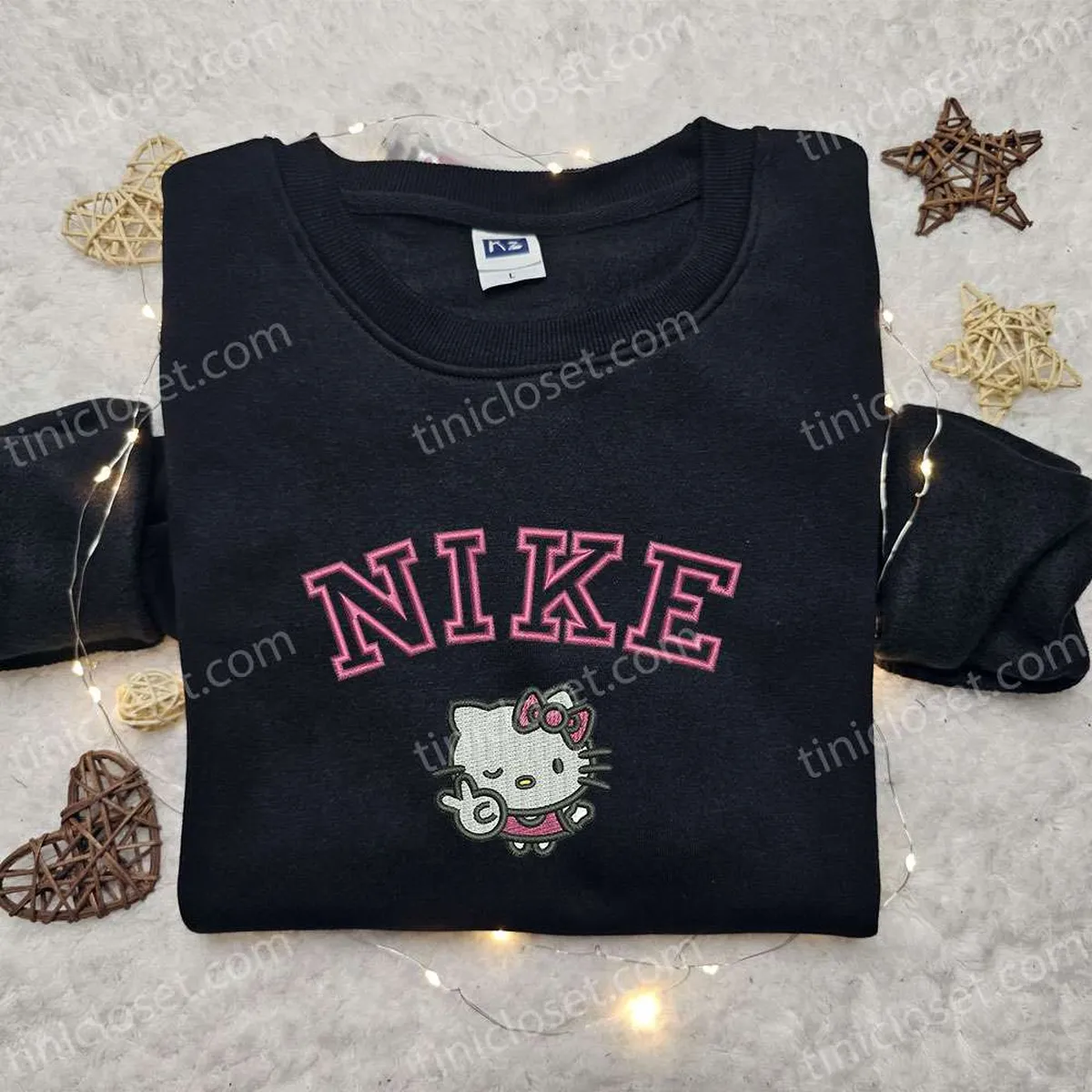 Hello Kitty x Nike Cartoon Embroidered Sweatshirt, Nike Inspired Embroidered Shirt, Best Birthday Gift Ideas for Family