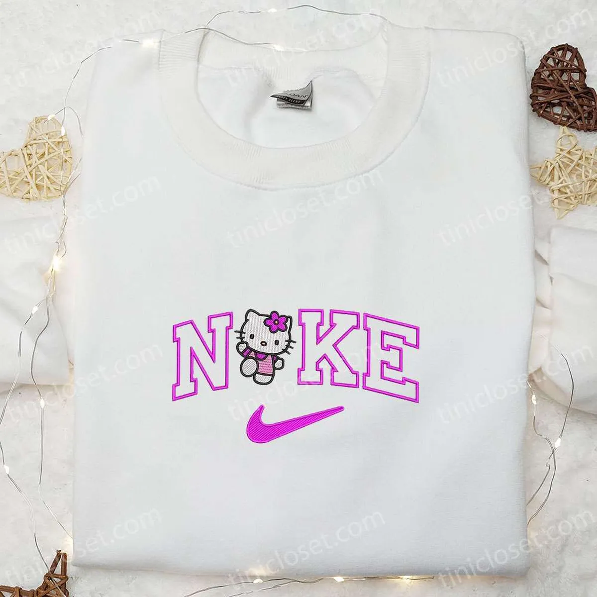 Hello Kitty x Nike Embroidered Shirt, Cartoon Embroidered Hoodie, Best Gift Ideas For Family