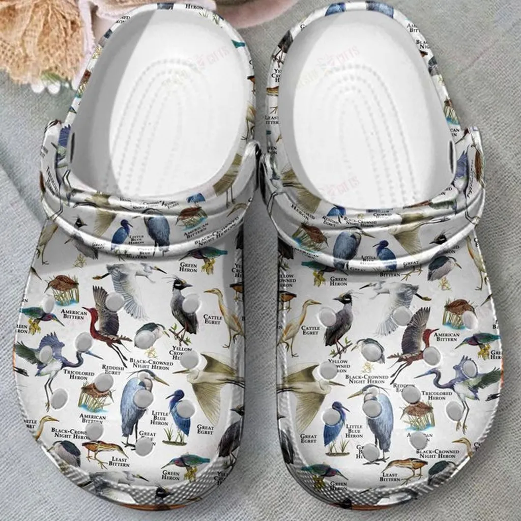 Herons Of The United States Crocs, Personalized Crocs Classic Clogs