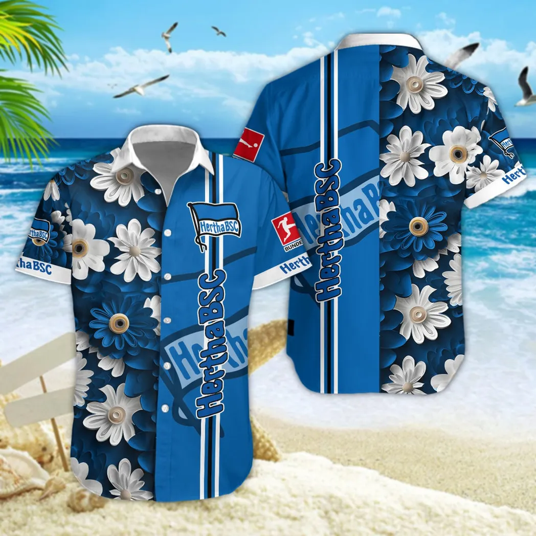 Hertha BSC Hawaiian Shirt Style Classic Oversized Hawaiian