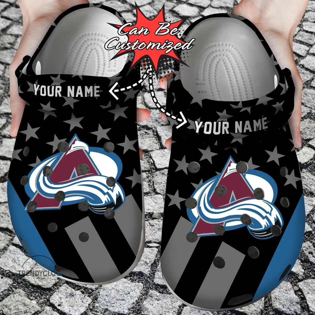 Hockey Crocs Personalized CAvalanche Star Flag Clog