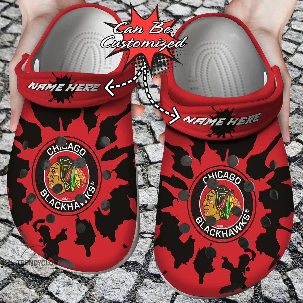 Hockey Crocs Personalized CBlackhawks Color Splash Clog