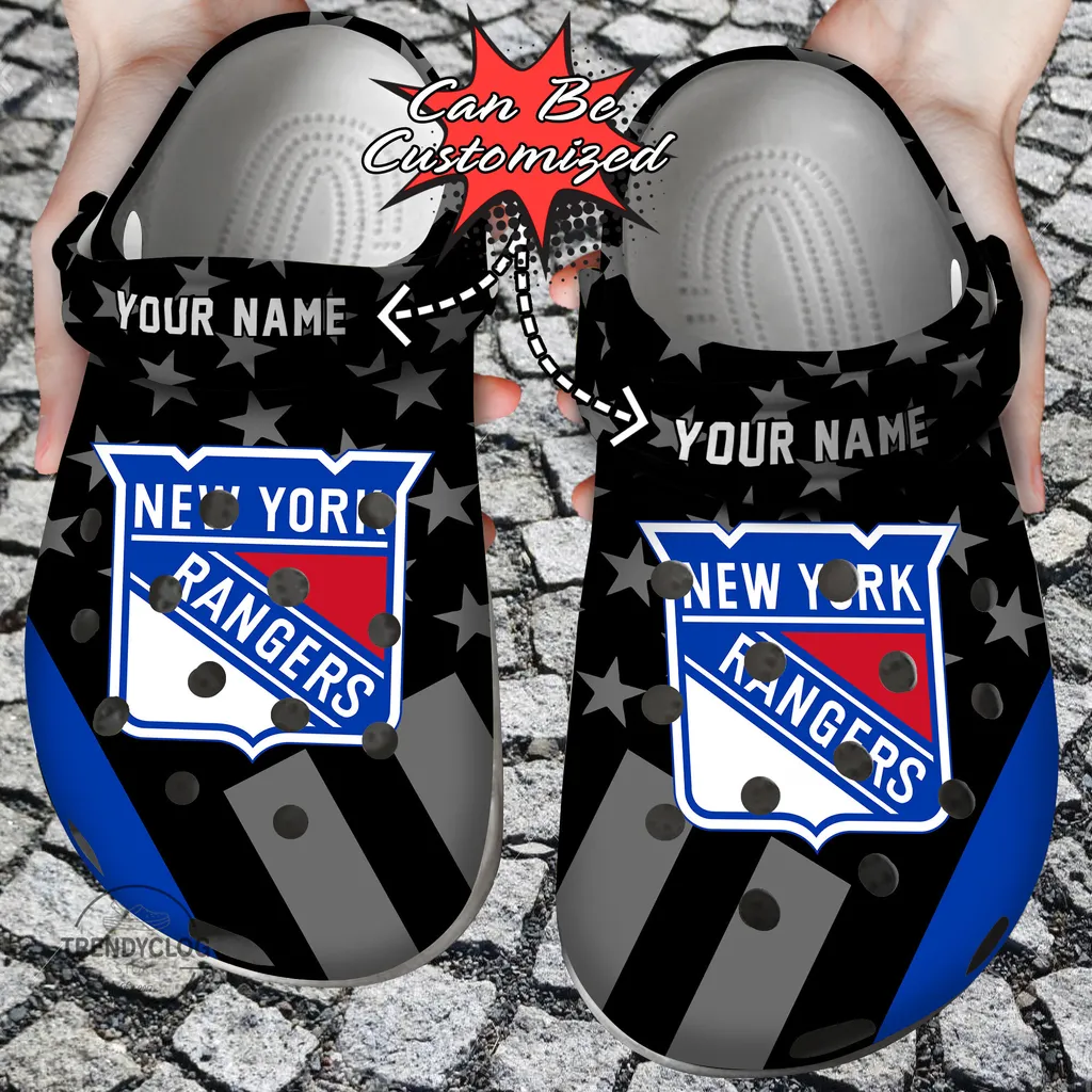 Hockey Crocs Personalized NY Rangers Star Flag Clog