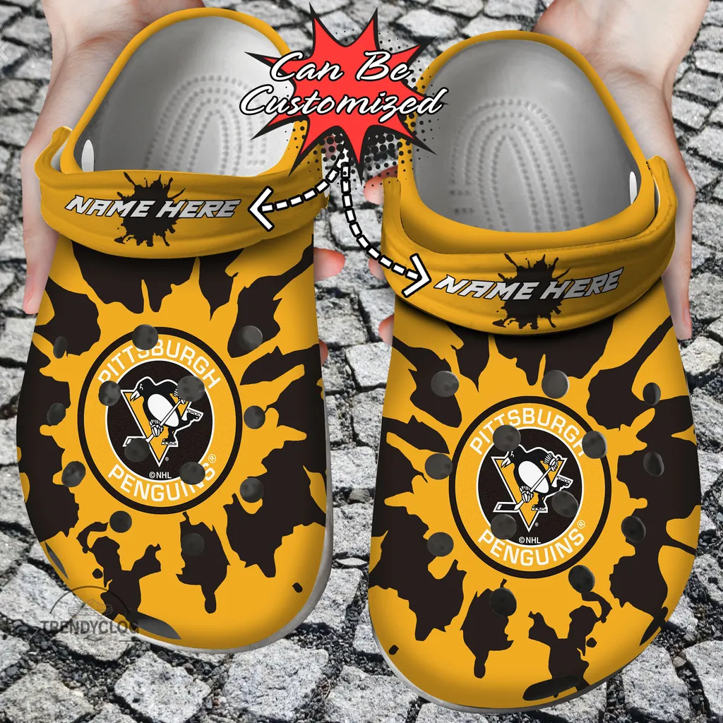 Hockey Crocs Personalized PPenguins Color Splash Clog