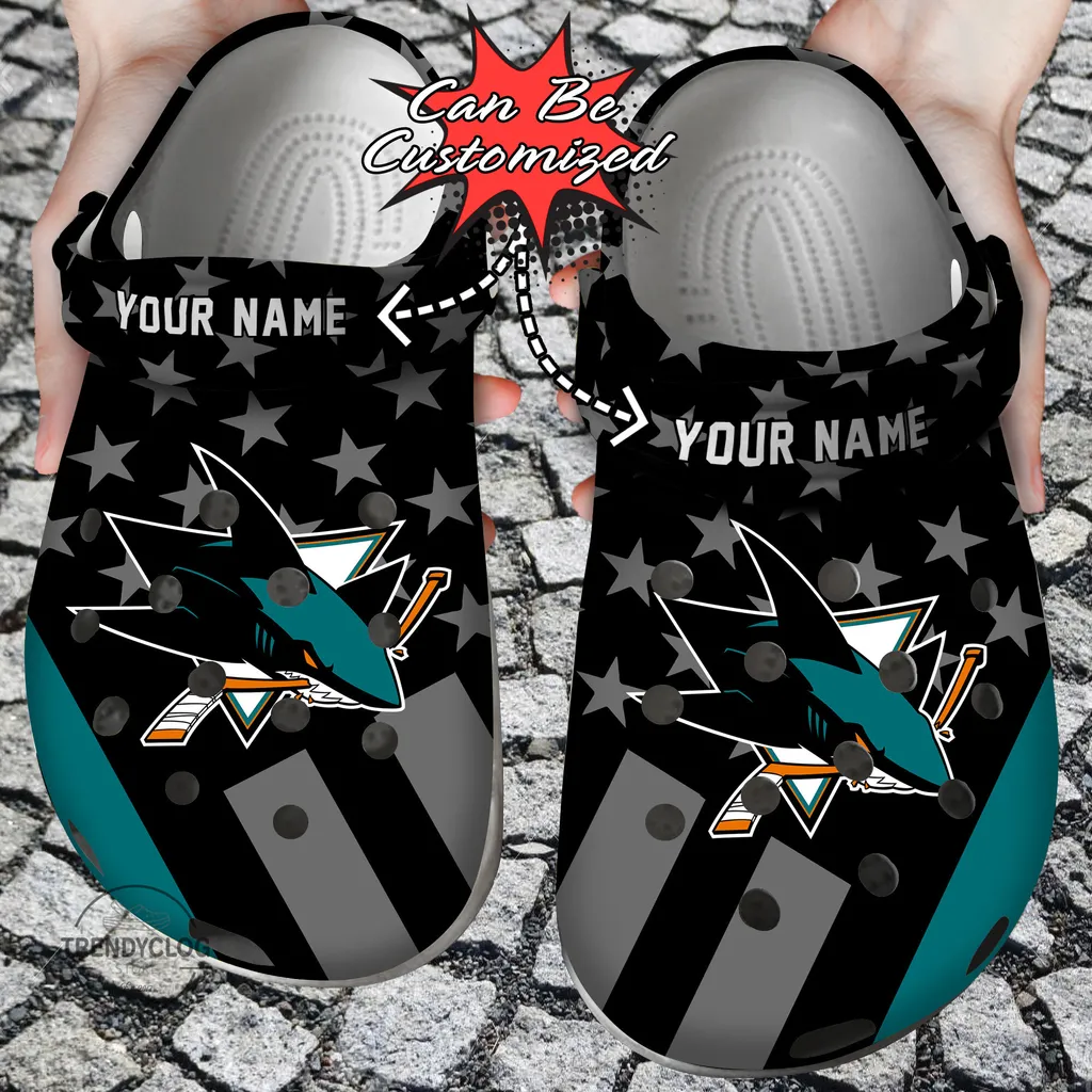 Hockey Crocs Personalized SJ Sharks Star Flag Clog