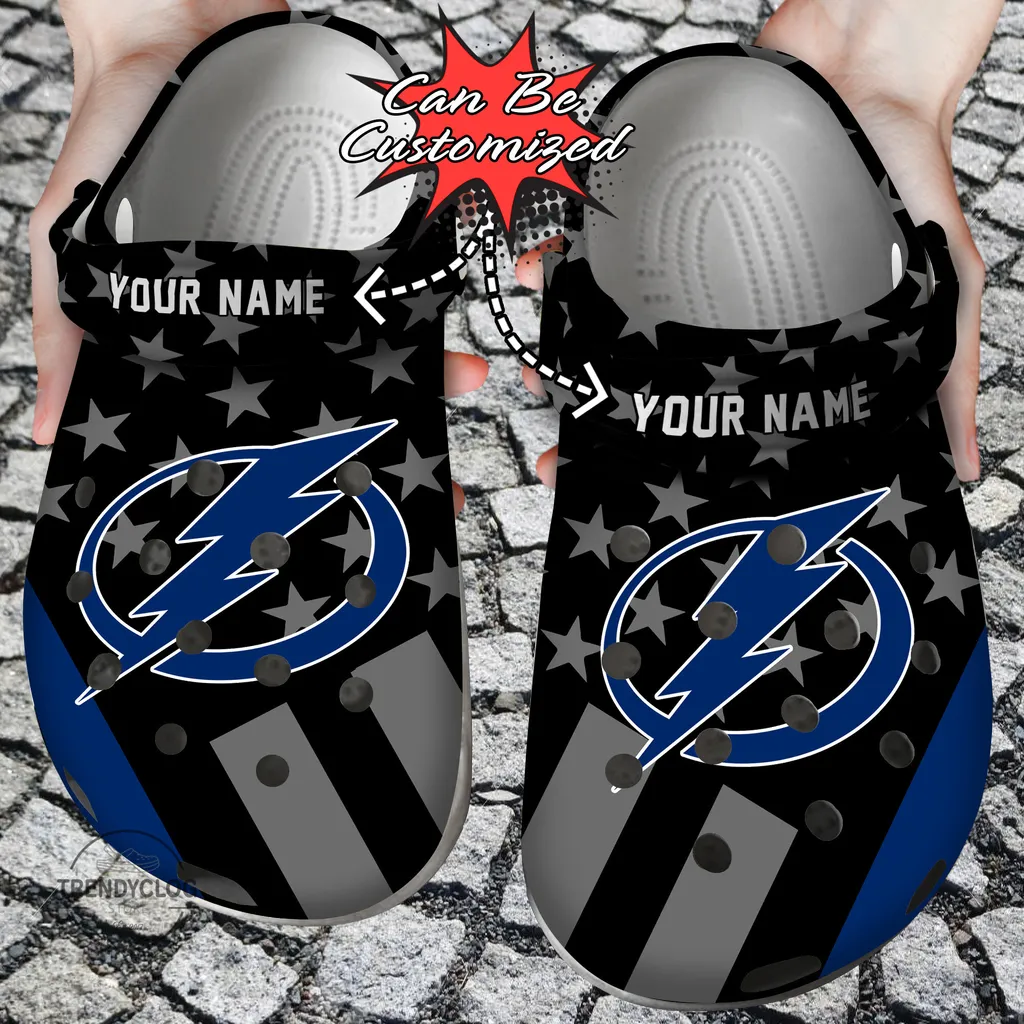 Hockey Crocs Personalized TB Lightning Star Flag Clog