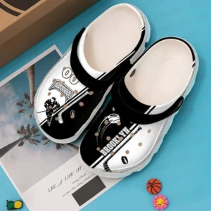 Hockey Personalized Black And White Crocs Clog