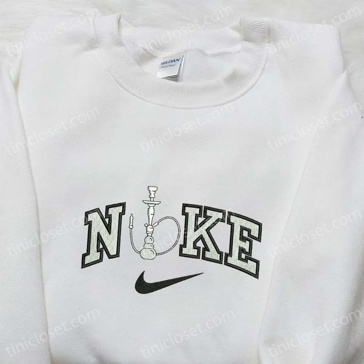 Hookah x Nike Embroidered Shirt, Nike Inspired Embroidered Shirt, Best Gift for Family