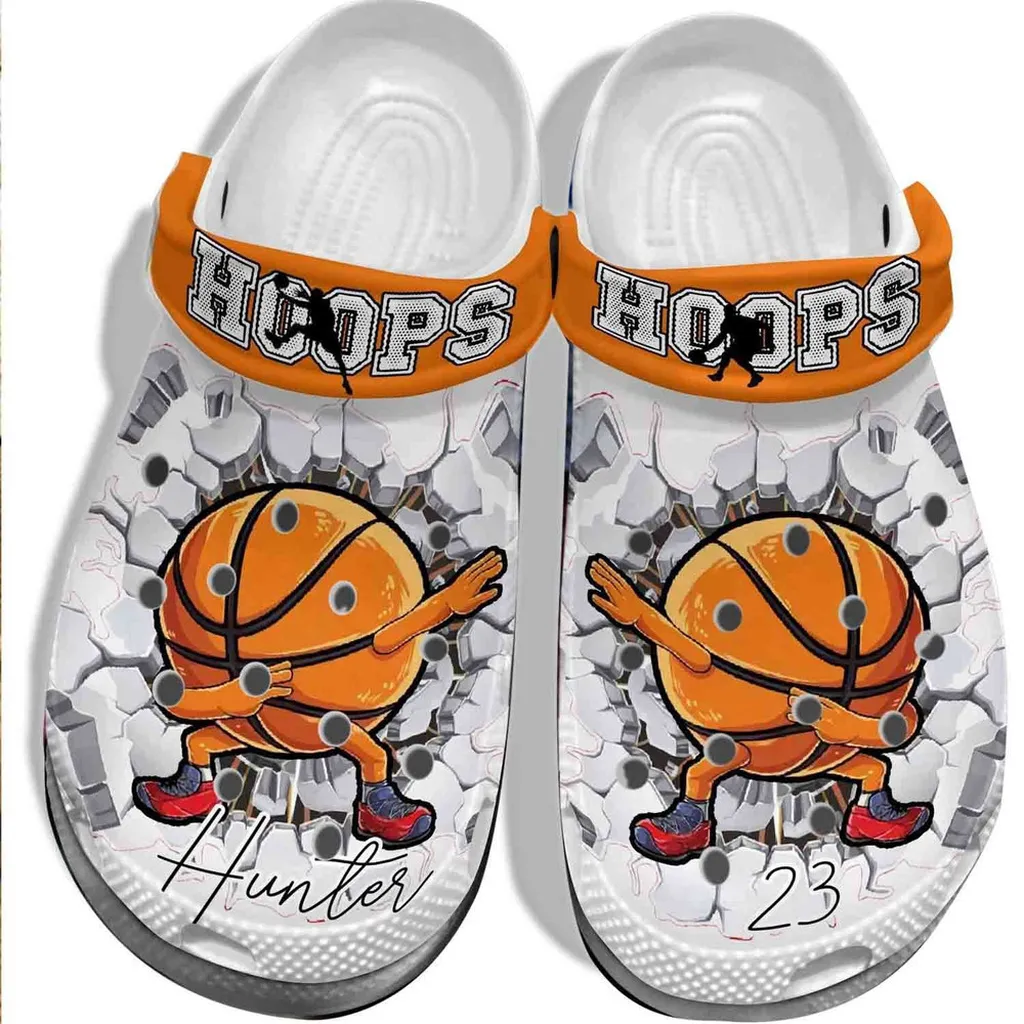 Hoops Basketball Ball Custom Name Gift For Lover Rubber Crocs Clog