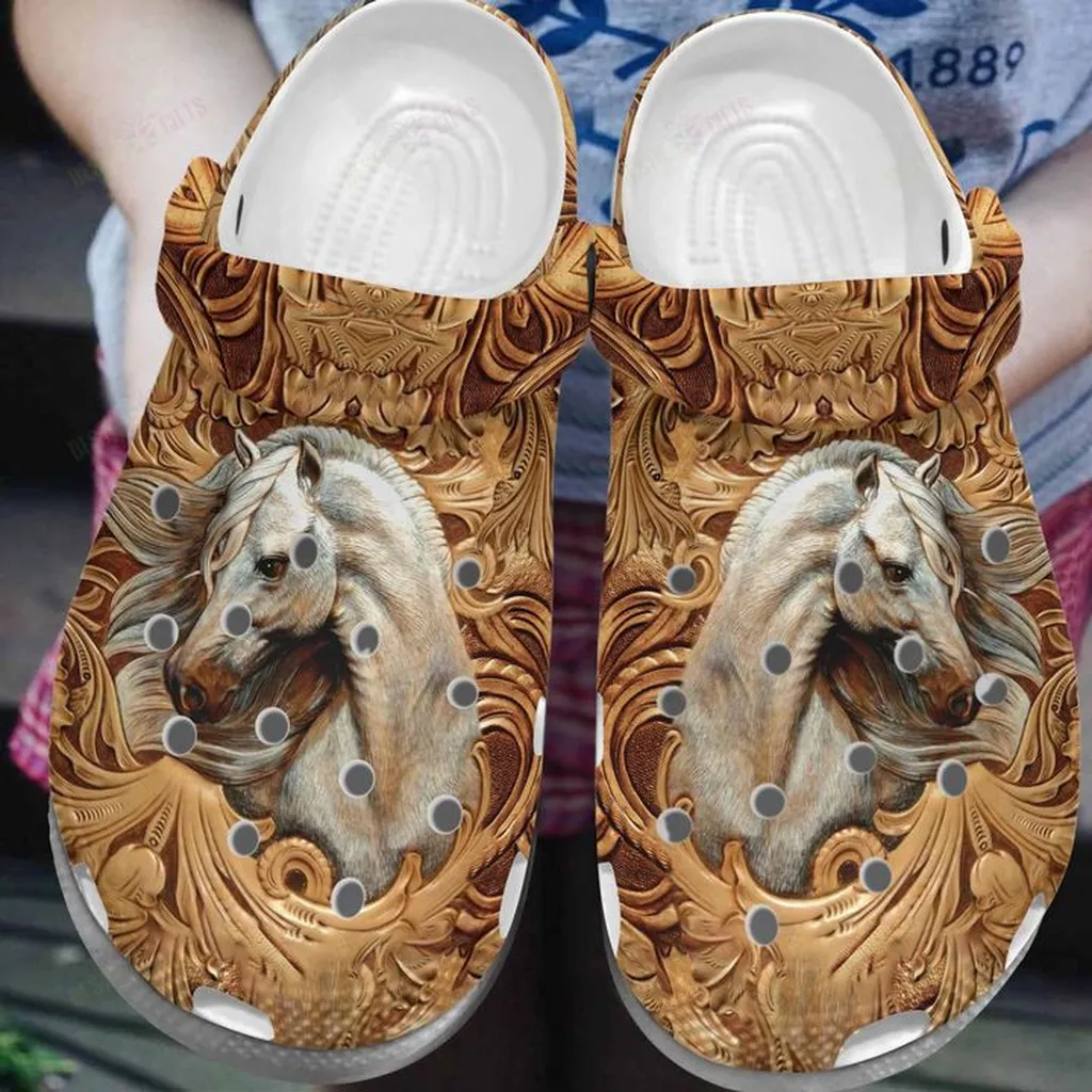 Horse Carved Horse Crocs, Personalized Crocs Classic Clogs