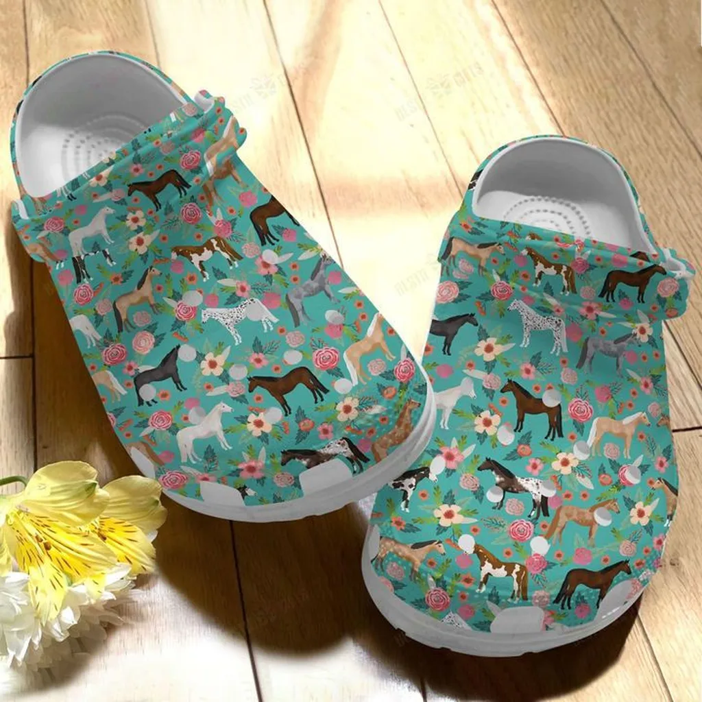 Horse Crocs, Personalized Crocs Classic Clog Floral