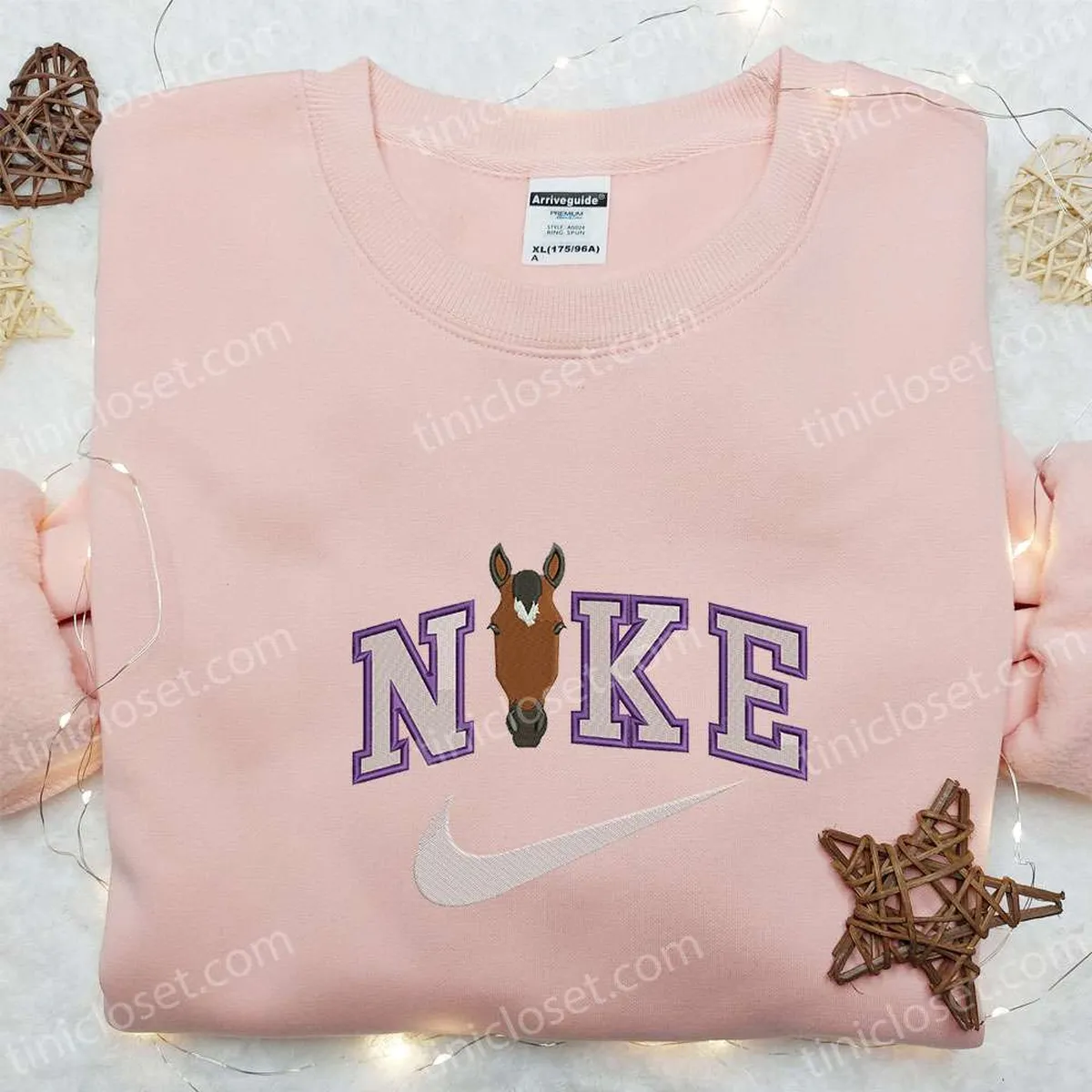 Horse Face x Nike Embroidered Sweatshirt, Animal Embroidered Shirt, Nike Inspired Embroidered T-shirt