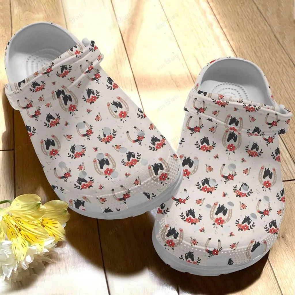 Horse Floral Horse Pattern Crocs Classic Clogs