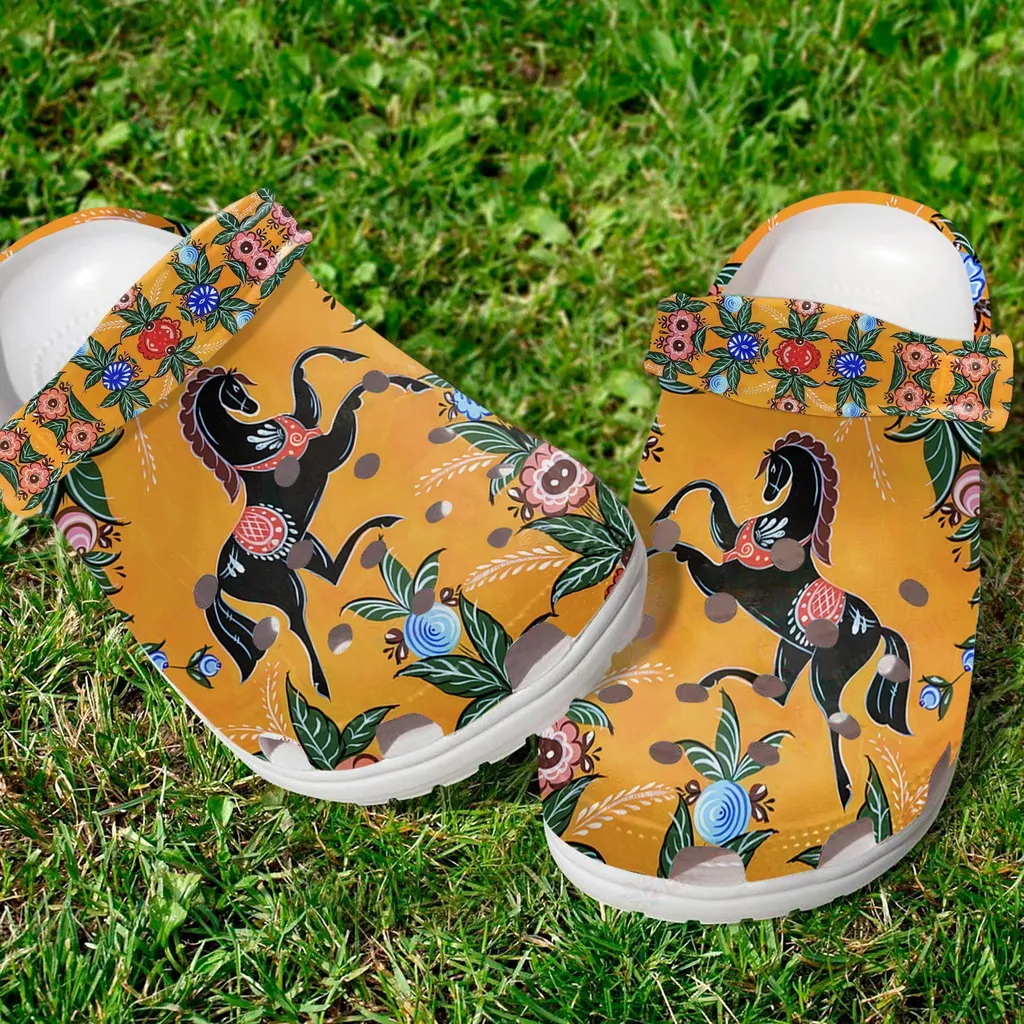 Horse Flower Crocs Classic Clogs