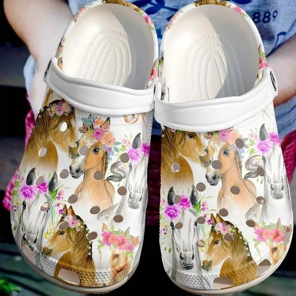 Horse Flower Horses Crocs Clog